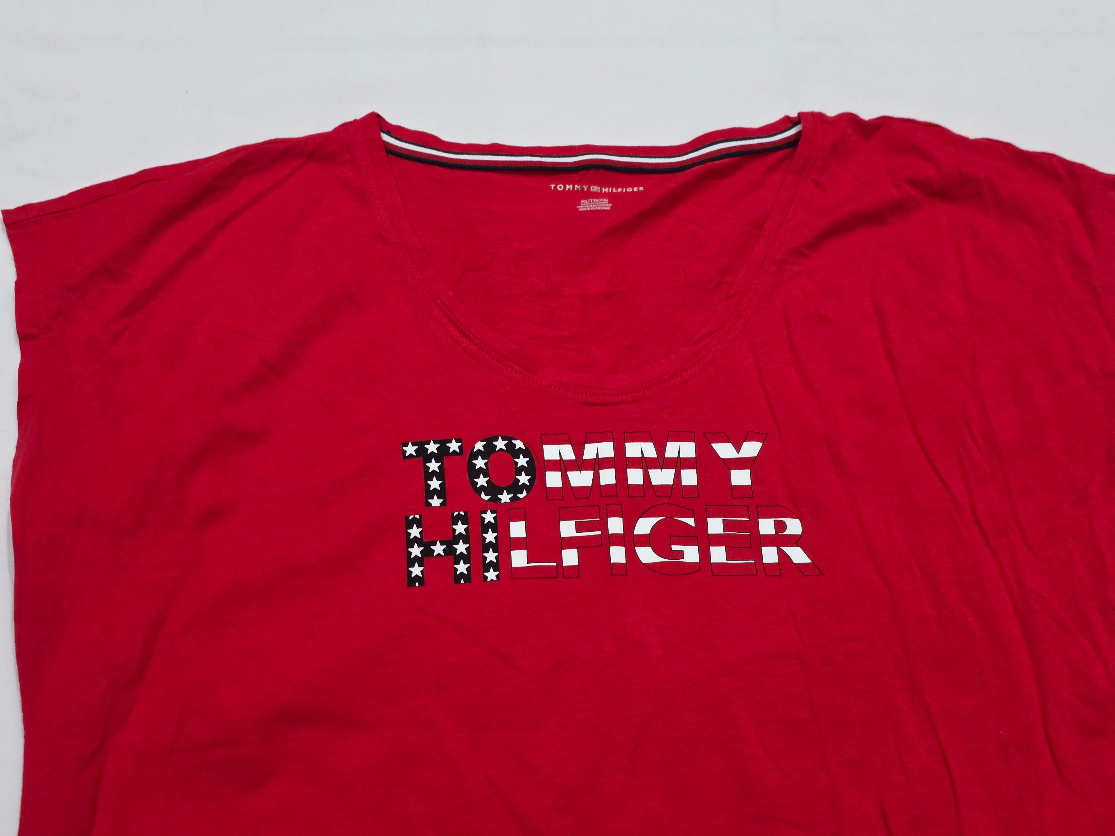 Playera Tommy Hilfiger Mujer Extra Grande Roja Manga Corta
