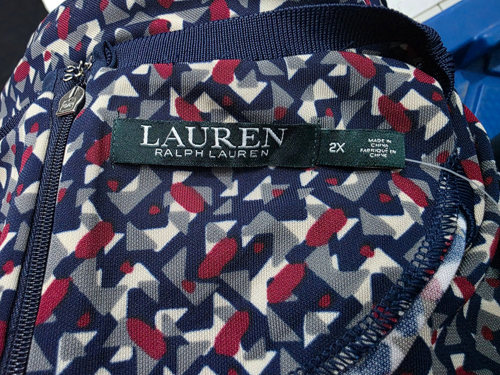 Blusa Ralph Lauren De Mujer Talla 2x Manga.corta Azul/rojo