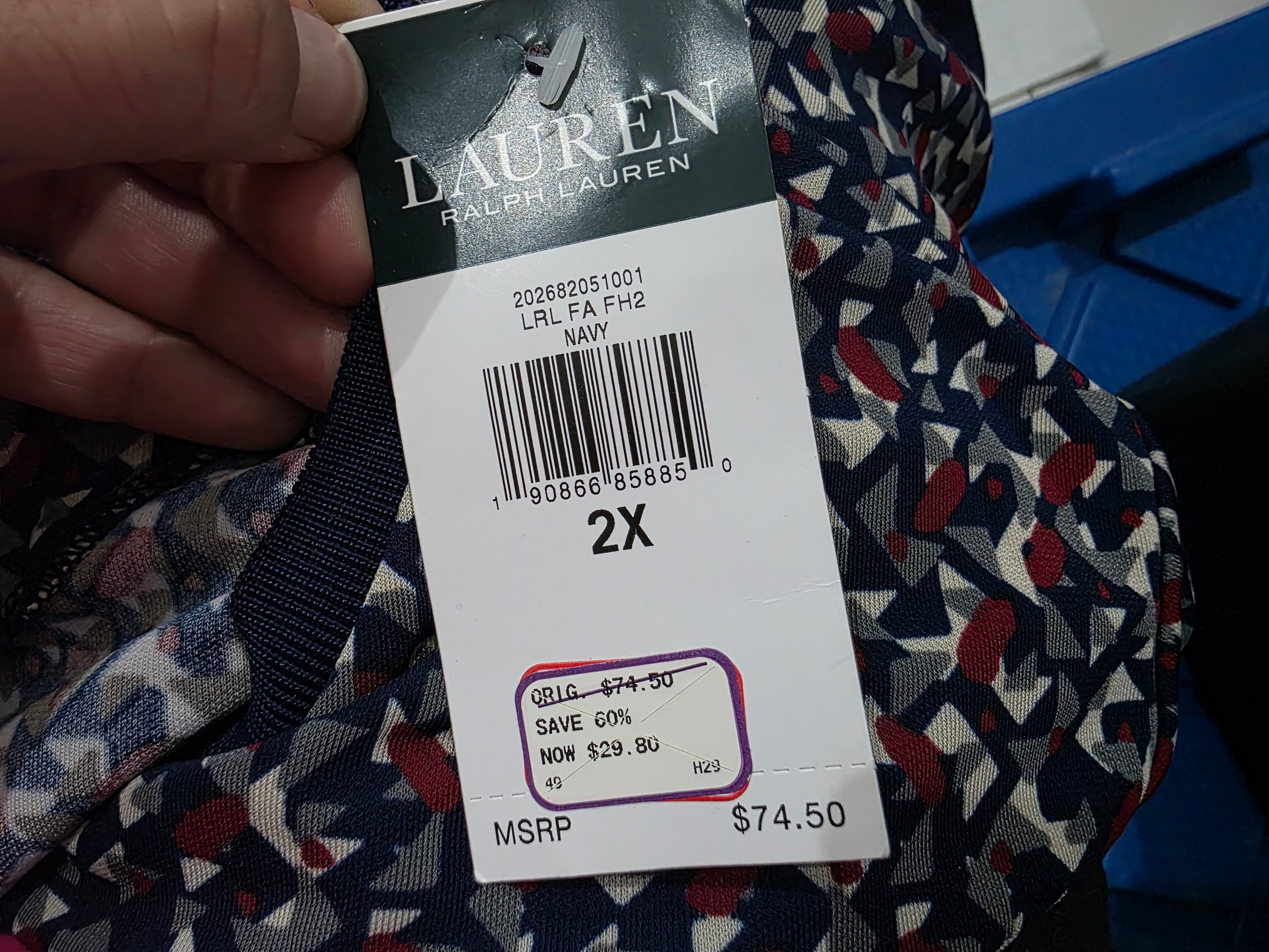 Blusa Ralph Lauren De Mujer Talla 2x Manga.corta Azul/rojo