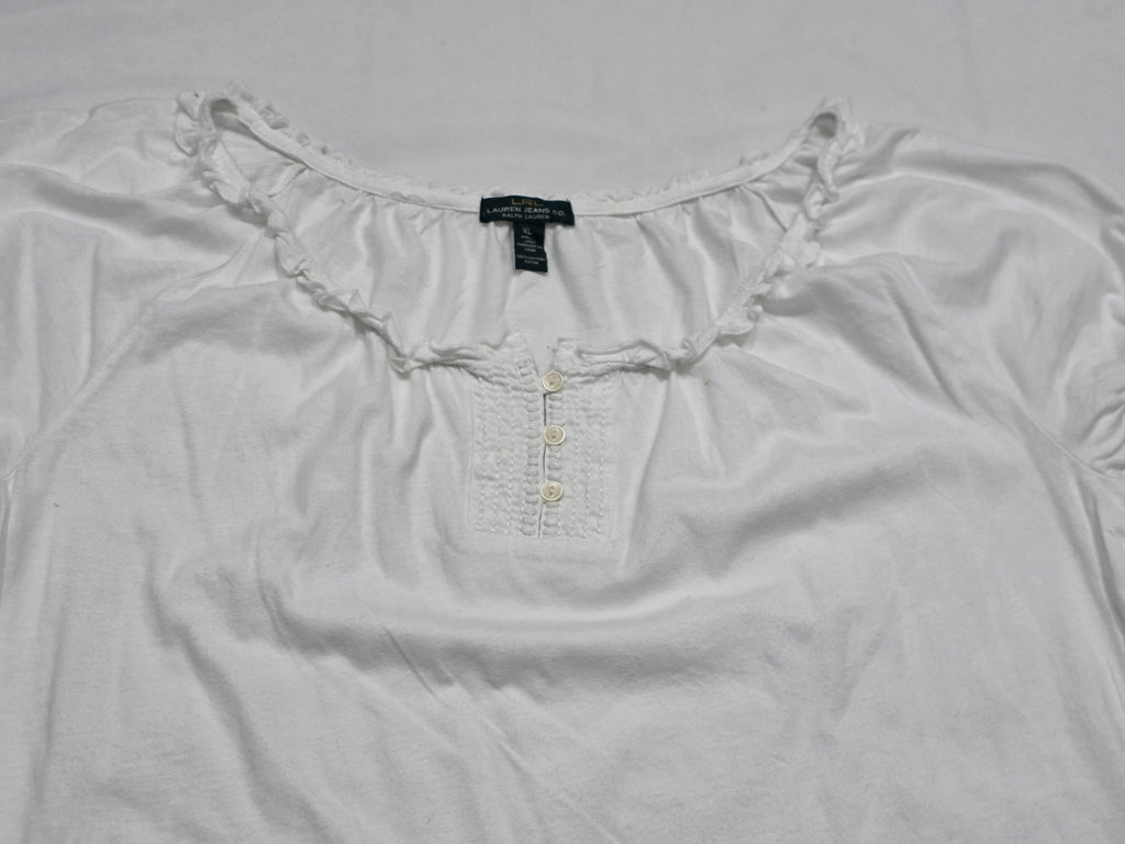 Blusa Ralph Lauren De Mujer Campesina Blanca Extra Grande