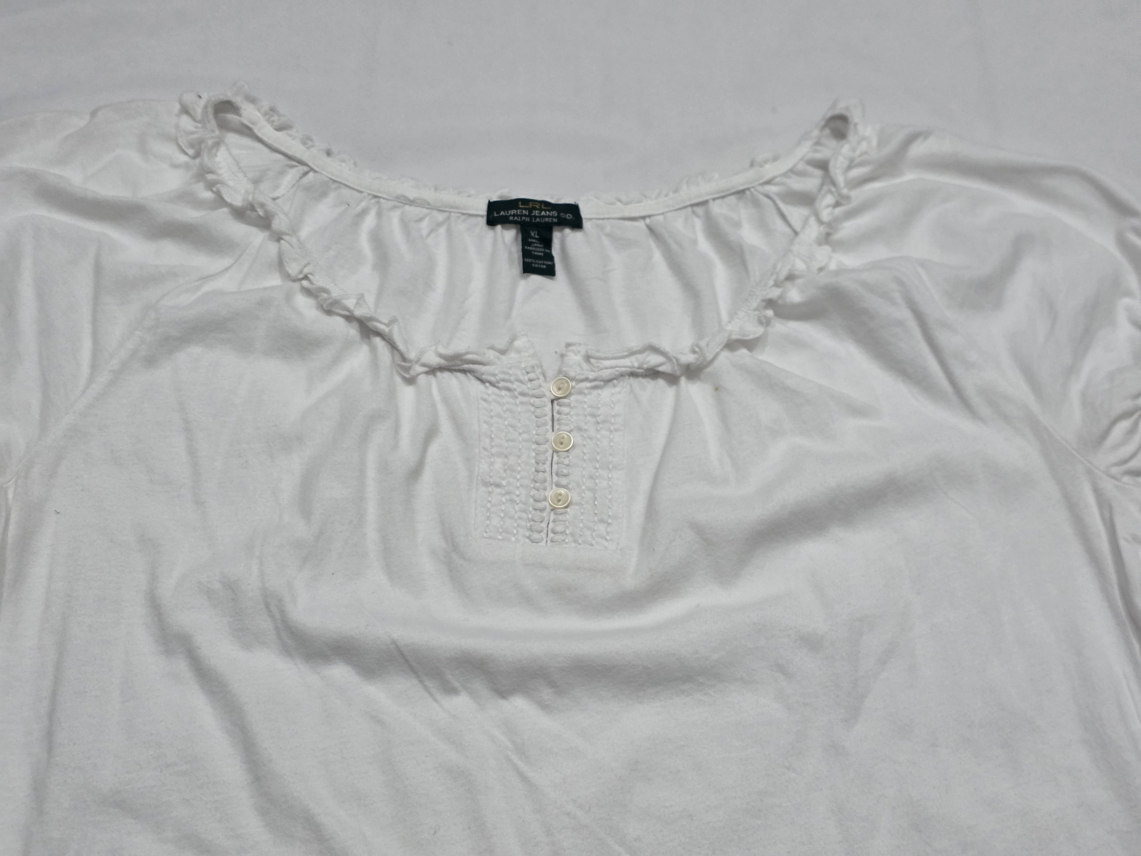 Blusa Ralph Lauren De Mujer Campesina Blanca Extra Grande