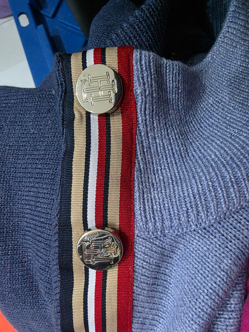 Sueter Tommy Hilfiger Turtle Neck Mujer Extra Grande Azul