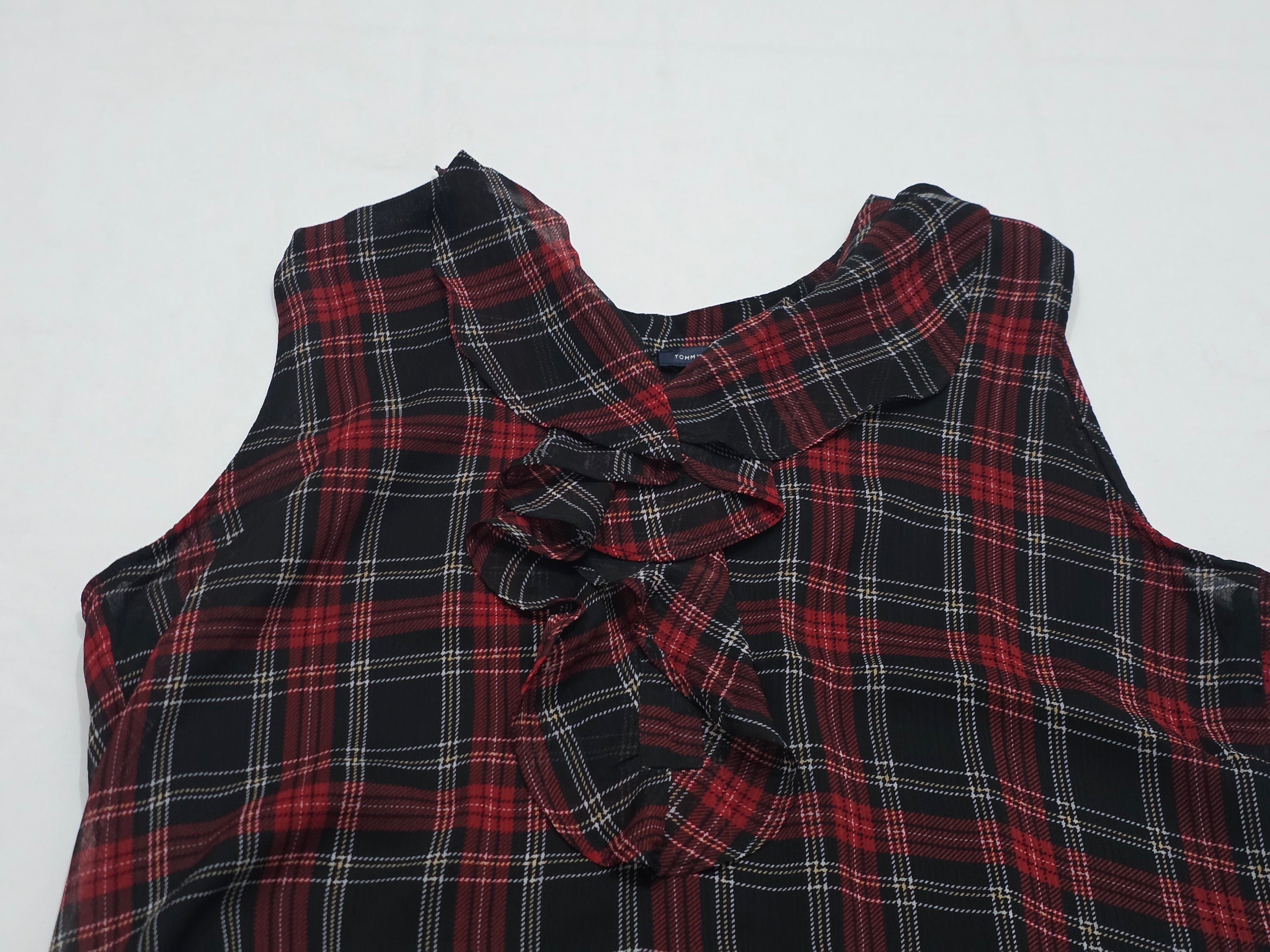 Blusa Tommy Hilfiger Mujer Extra Grande Negra/rojo Cuadros