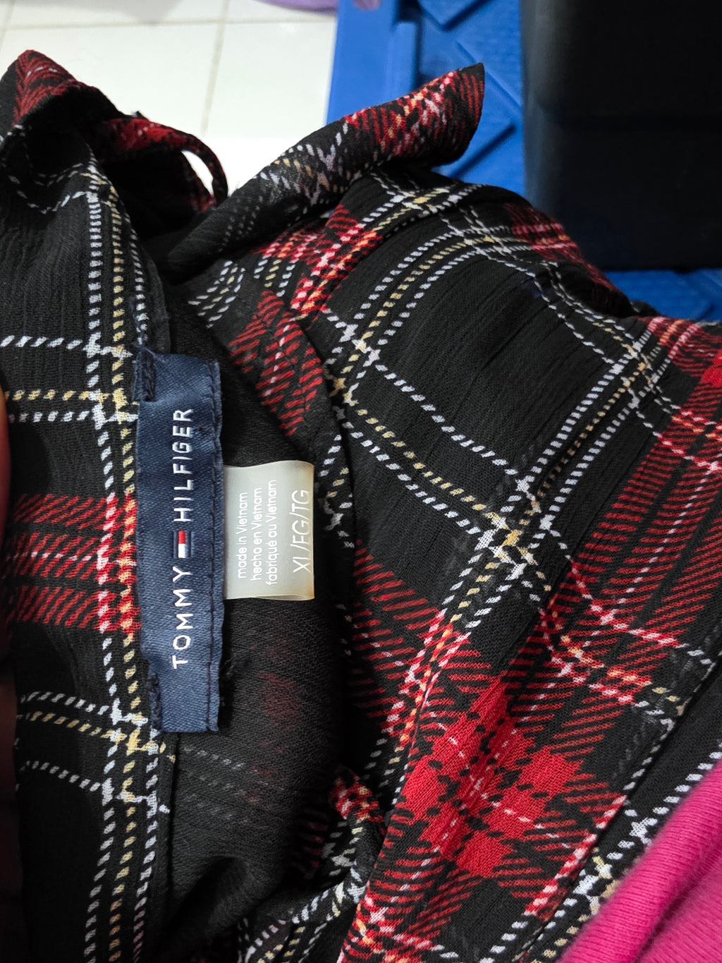 Blusa Tommy Hilfiger Mujer Extra Grande Negra/rojo Cuadros