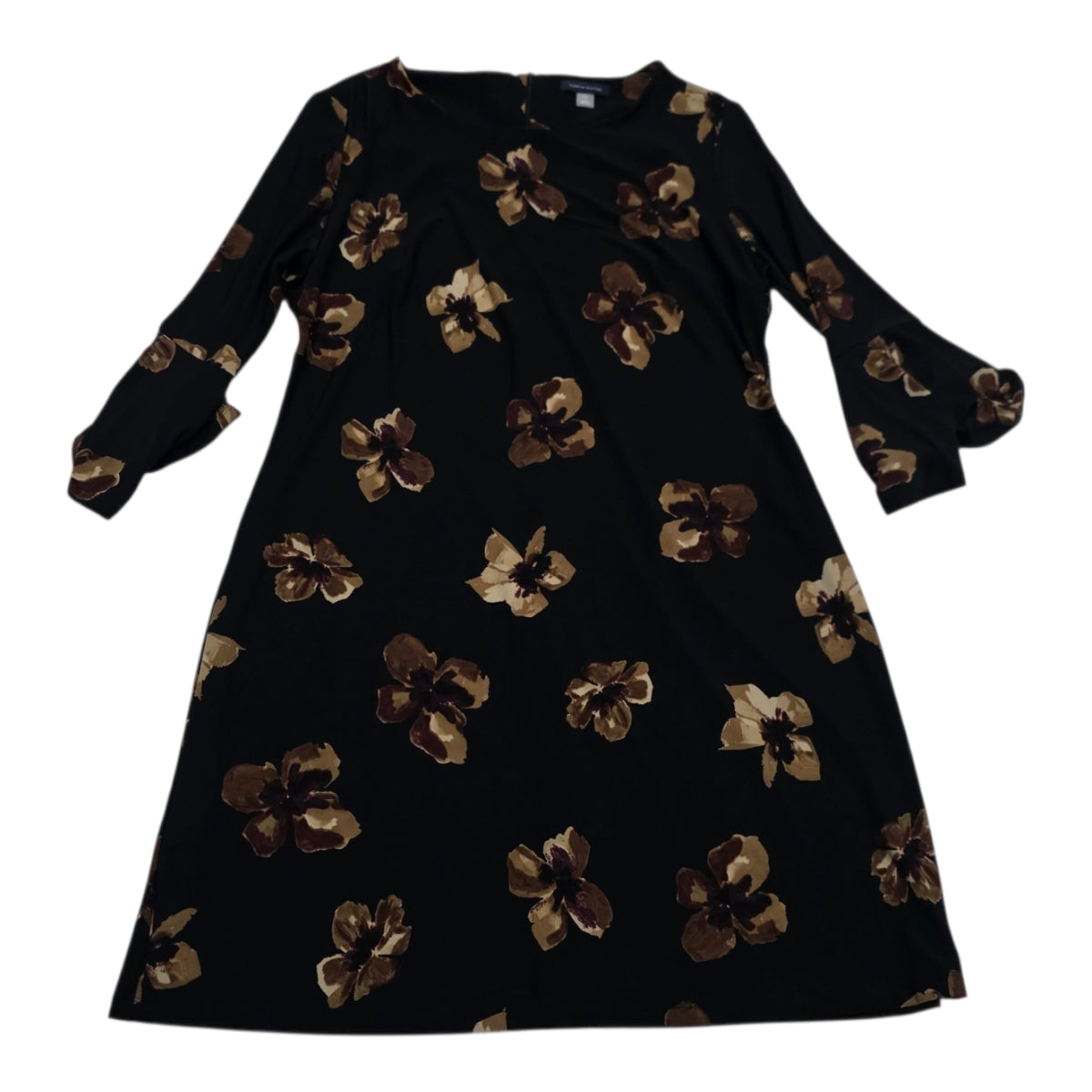 Vestido Tommy Hilfiger Mujer Talla 14 Negro Con Flores Cafe