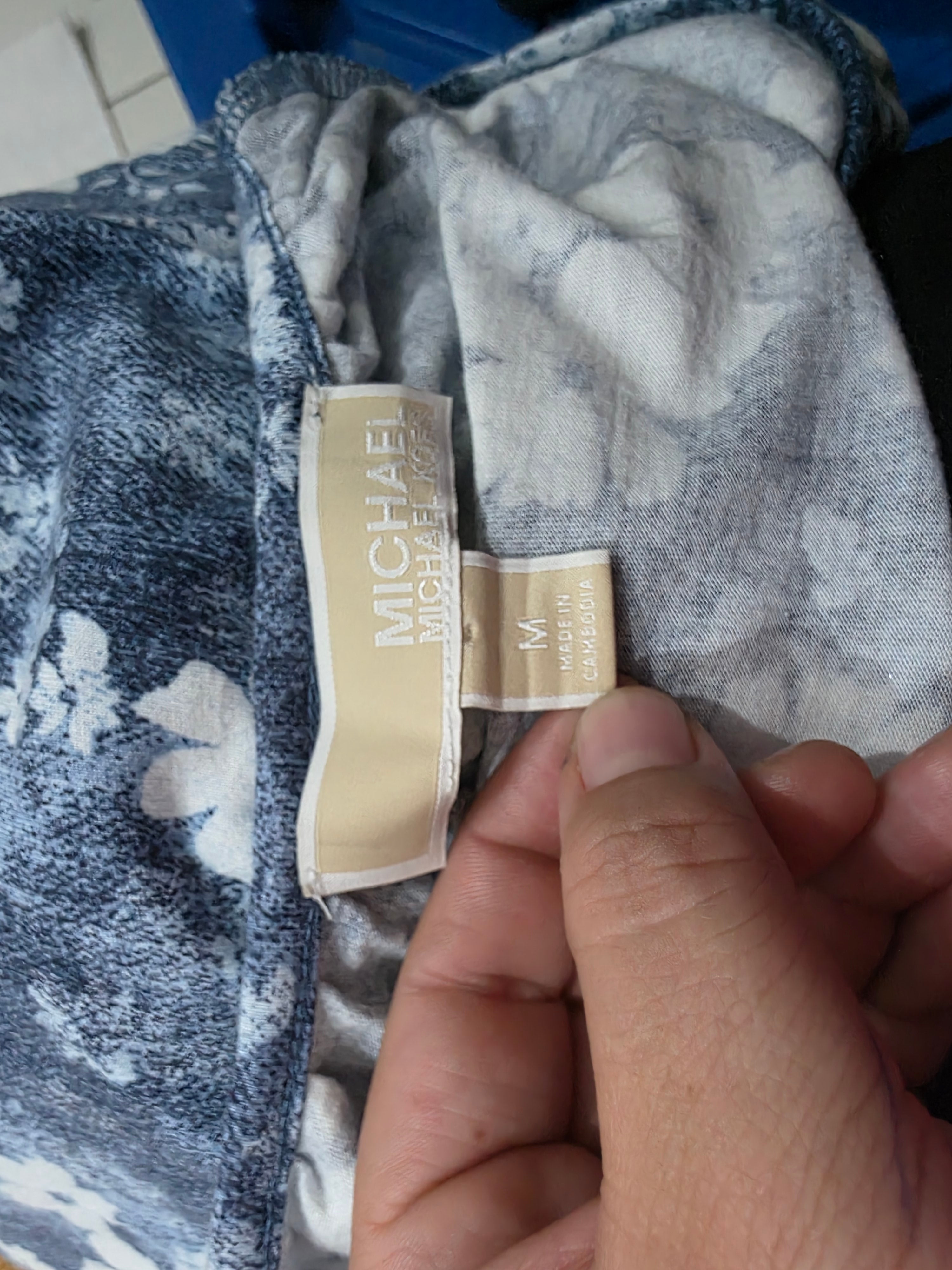 Blusa Michael Kors De Mujer Mediana Azul Acero Floreada