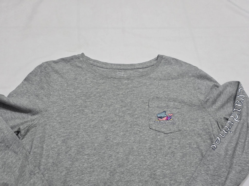 Playera Vineyard Vines Mujer Talla Mediana Gris Manga Larga