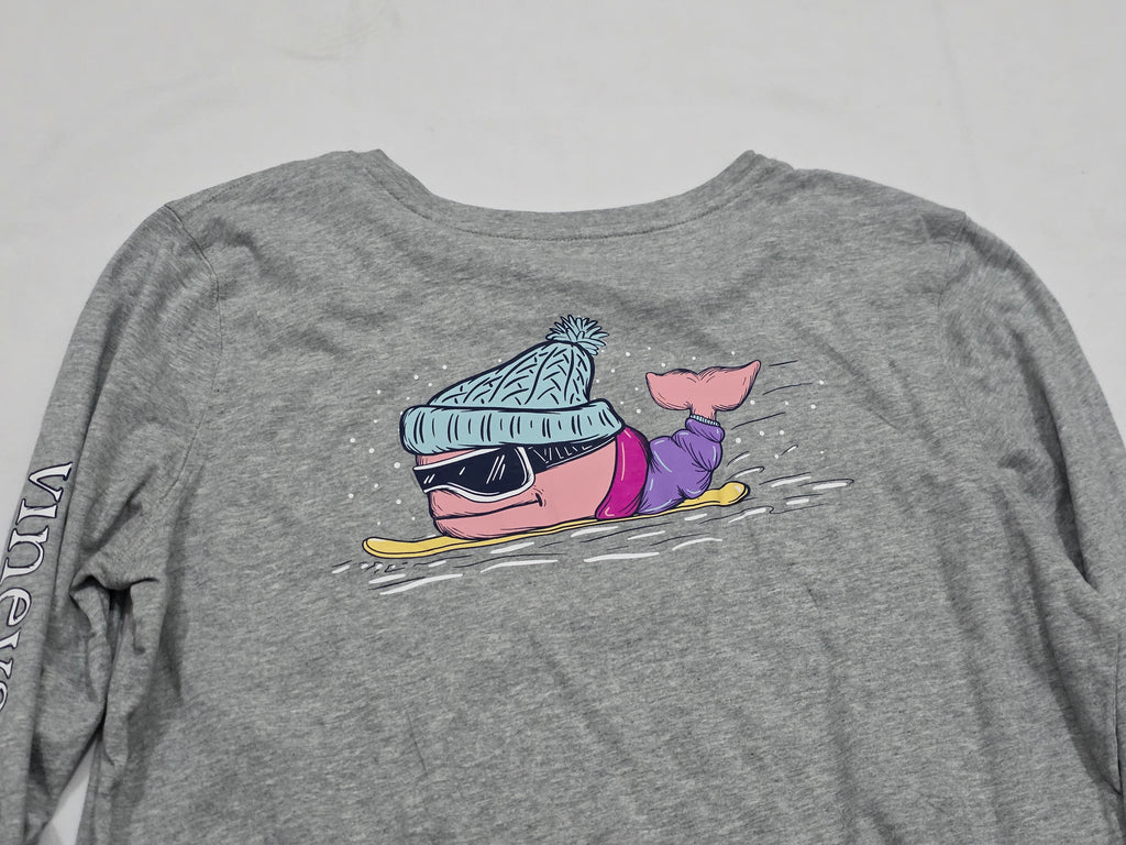 Playera Vineyard Vines Mujer Talla Mediana Gris Manga Larga