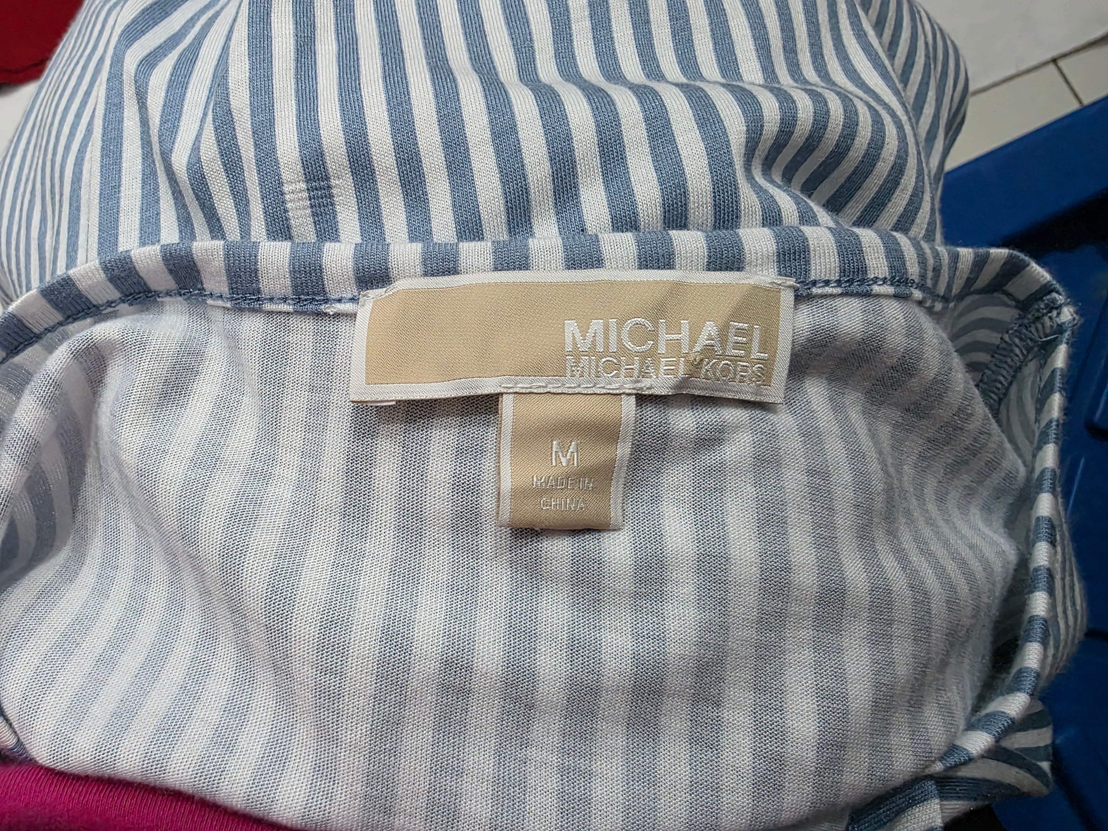 Blusa Michael Kors Rayada Azul/blanco Mediana