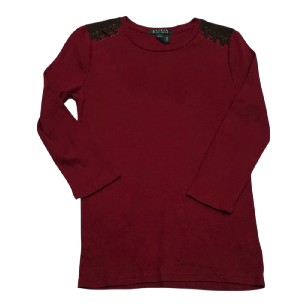 Playera Ralph Lauren Roja Con Cafe manga Larga Mediana