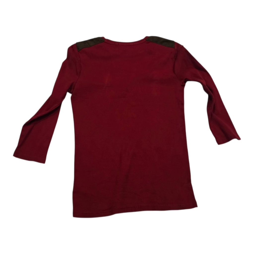 Playera Ralph Lauren Roja Con Cafe manga Larga Mediana