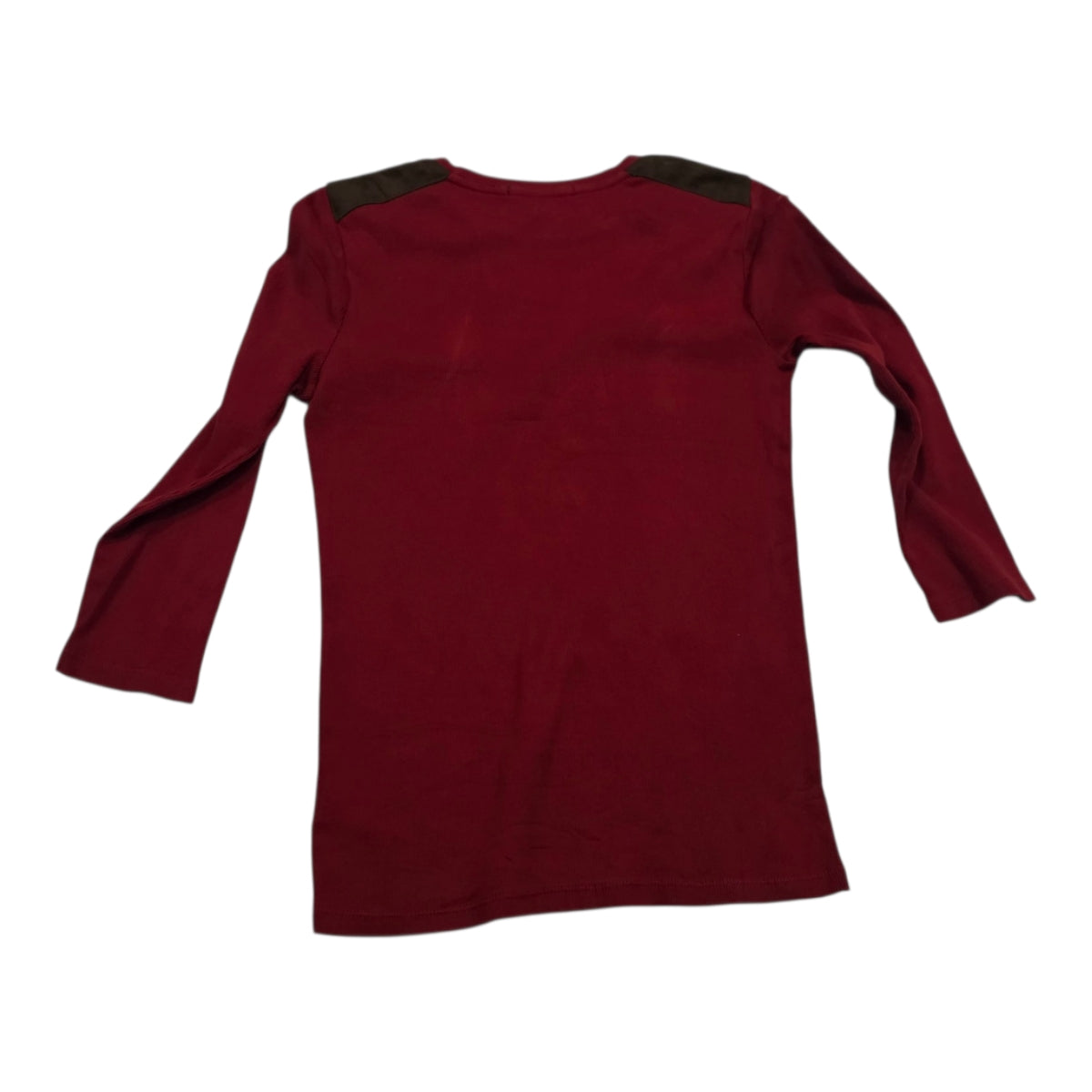 Playera Ralph Lauren Roja Con Cafe manga Larga Mediana