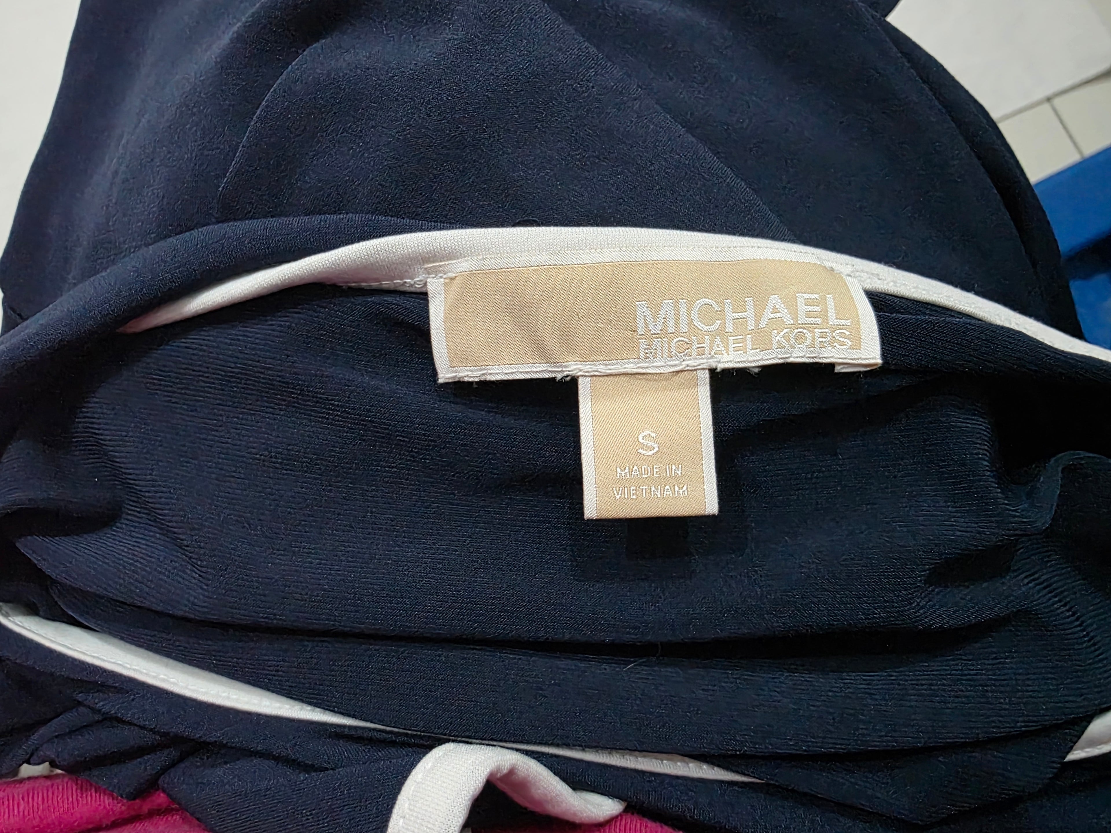 Vestido Michael Kors Azul Marino Olanes Talla Chica Mujer