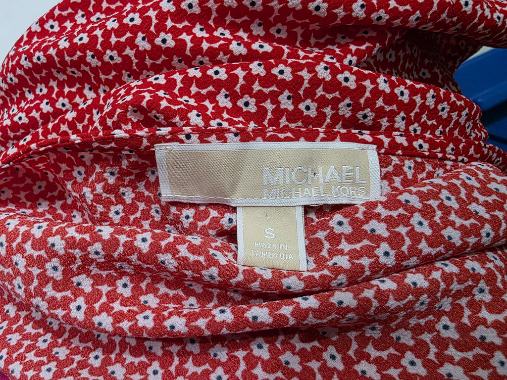 Blusa Michael Kors Naranja Florecidas Talla Chica