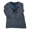 Blusa Ralph Lauren Con Olanes Azul/cafe Chica Manga 3/4