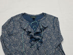 Blusa Ralph Lauren Con Olanes Azul/cafe Chica Manga 3/4
