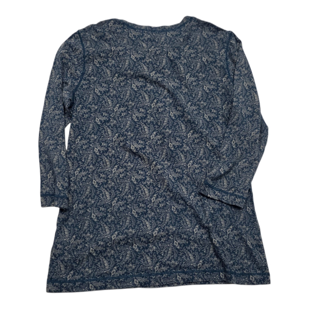 Blusa Ralph Lauren Con Olanes Azul/cafe Chica Manga 3/4