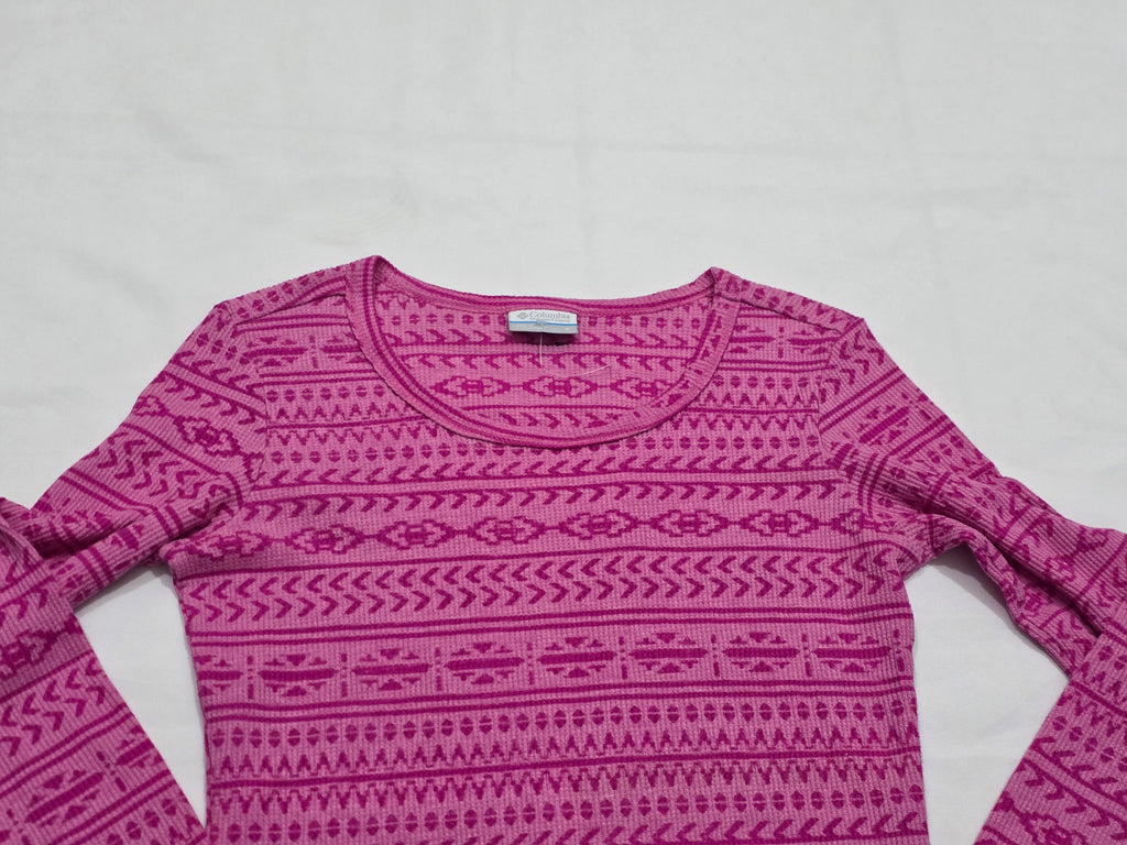 Playera Columbia Rosa Con Figuras Mujer Chica Manga Larga