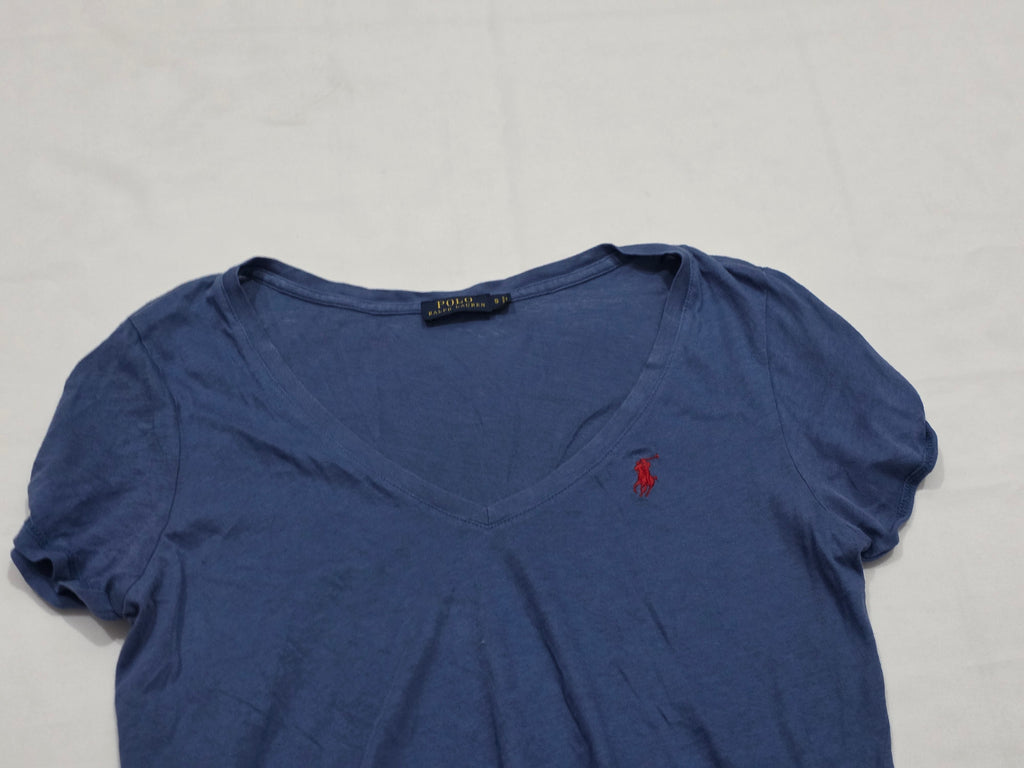 Playera Polo Ralph Laurenmujer Chica Azul Acero Manga Corta