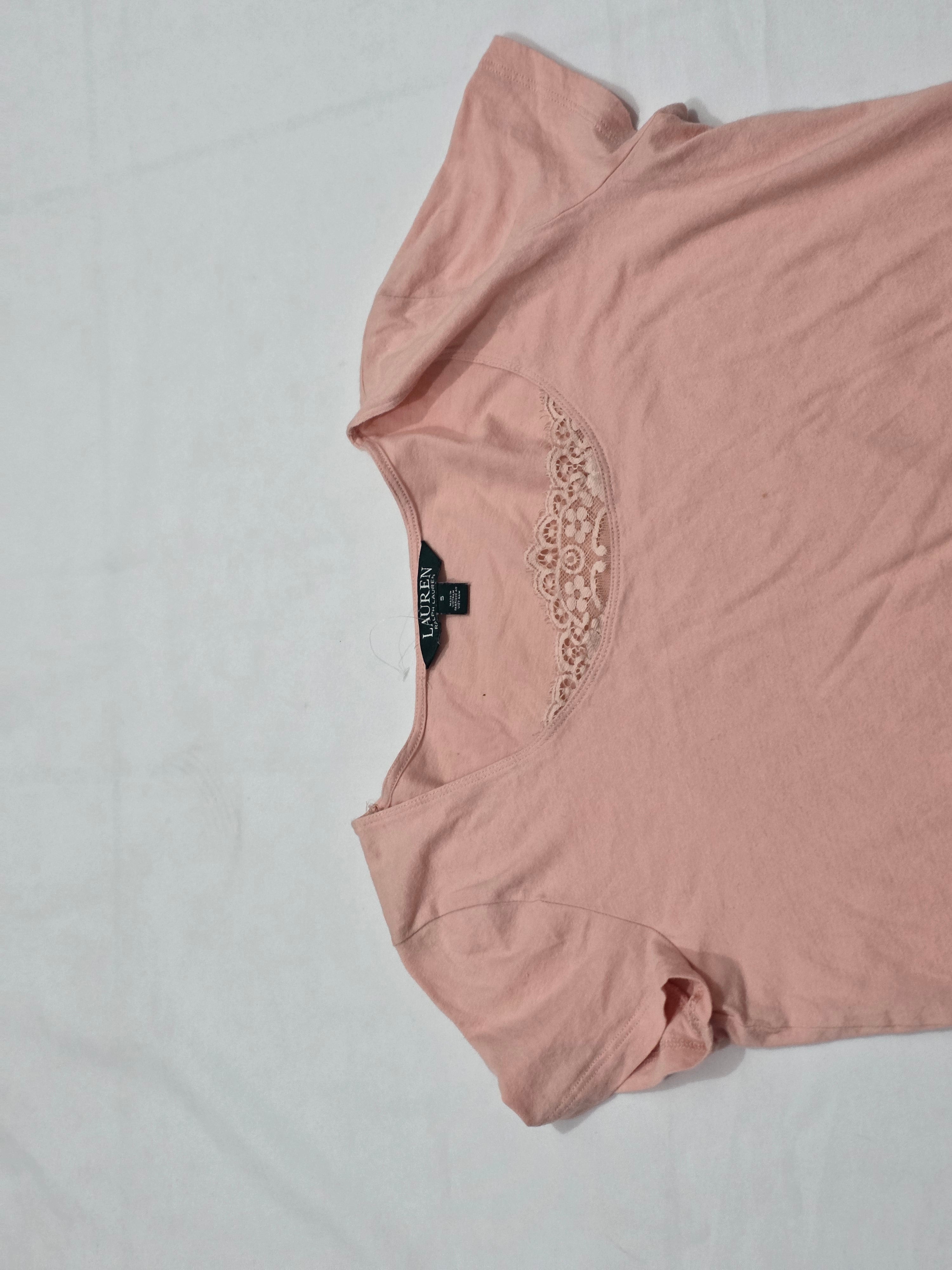 Playera Ralph Lauren Talla Chica Manga Corta Rosa Claro