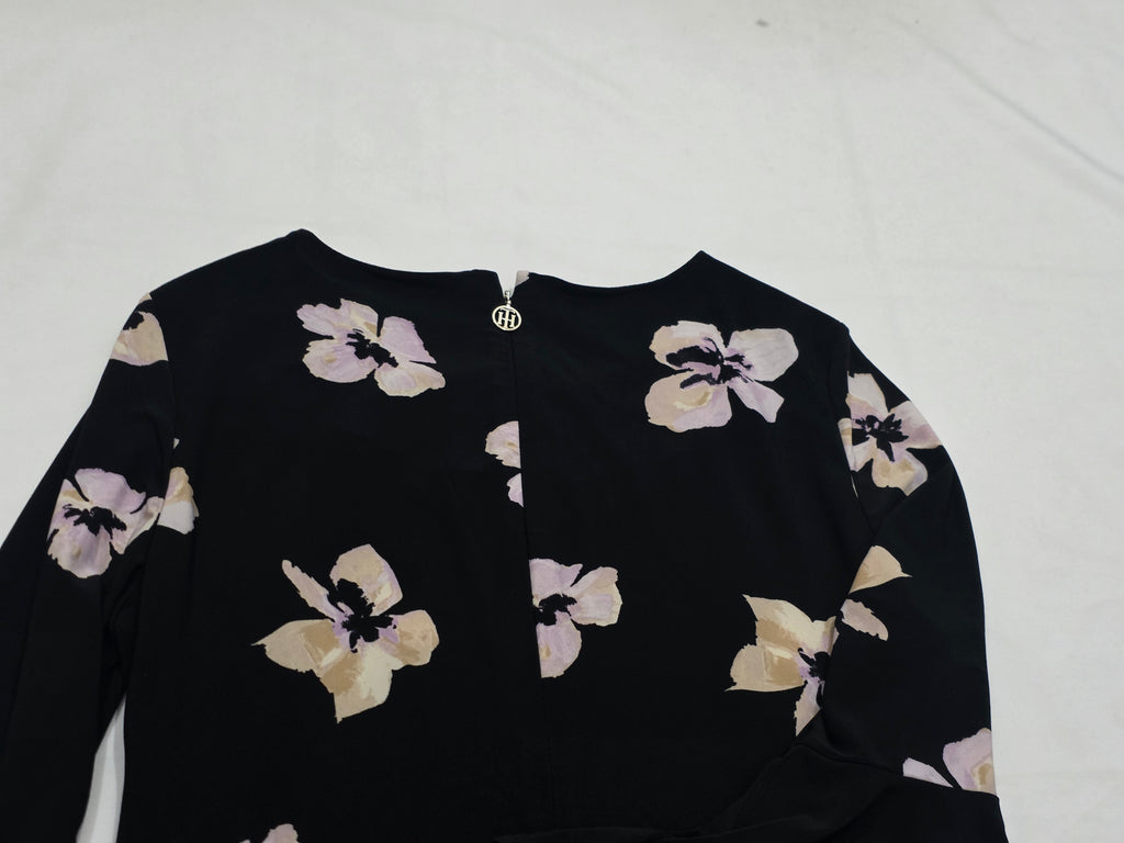 Vestido Tommy Hilfiger Mujer 6 Azul Flores Manga Amplia
