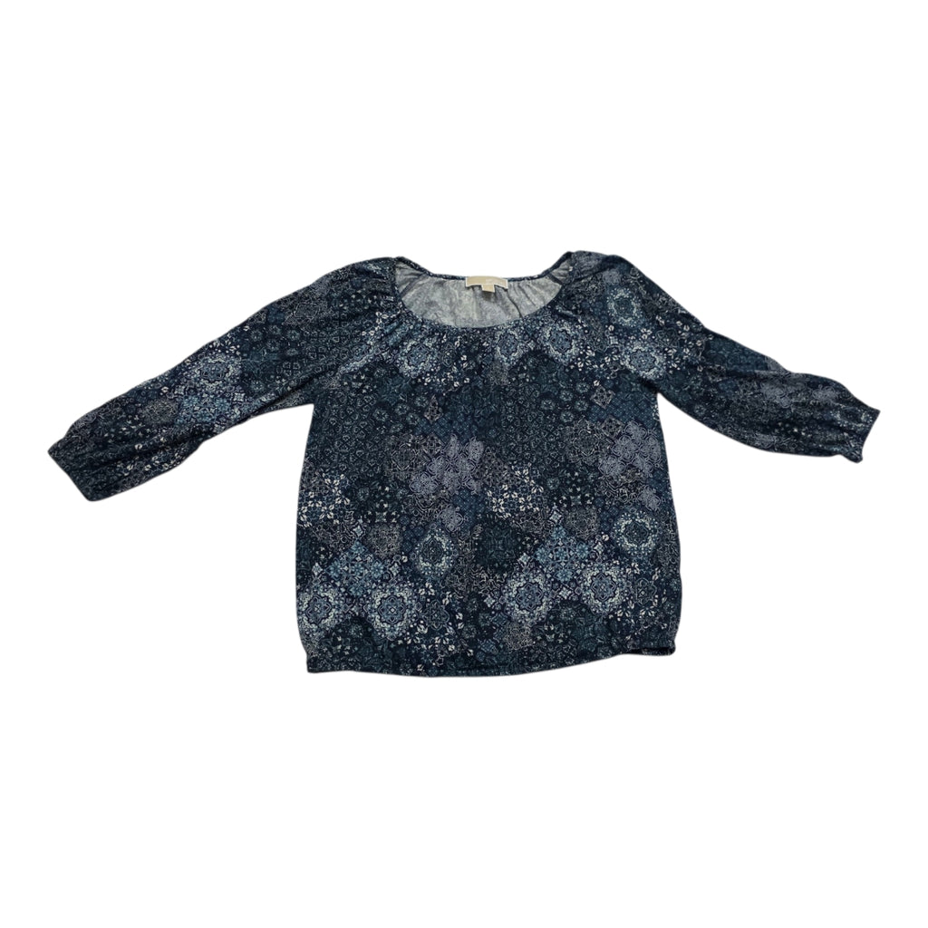 Blusa Michael Kors Mujer Chica Manga 3/4 Azul Con Figuras
