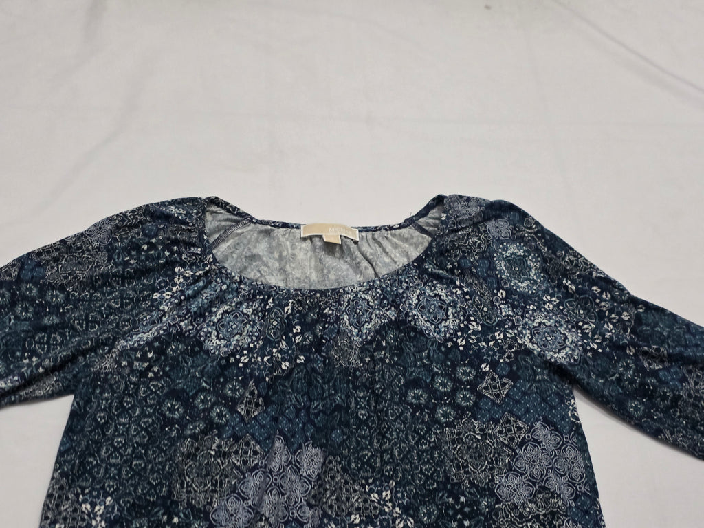 Blusa Michael Kors Mujer Chica Manga 3/4 Azul Con Figuras