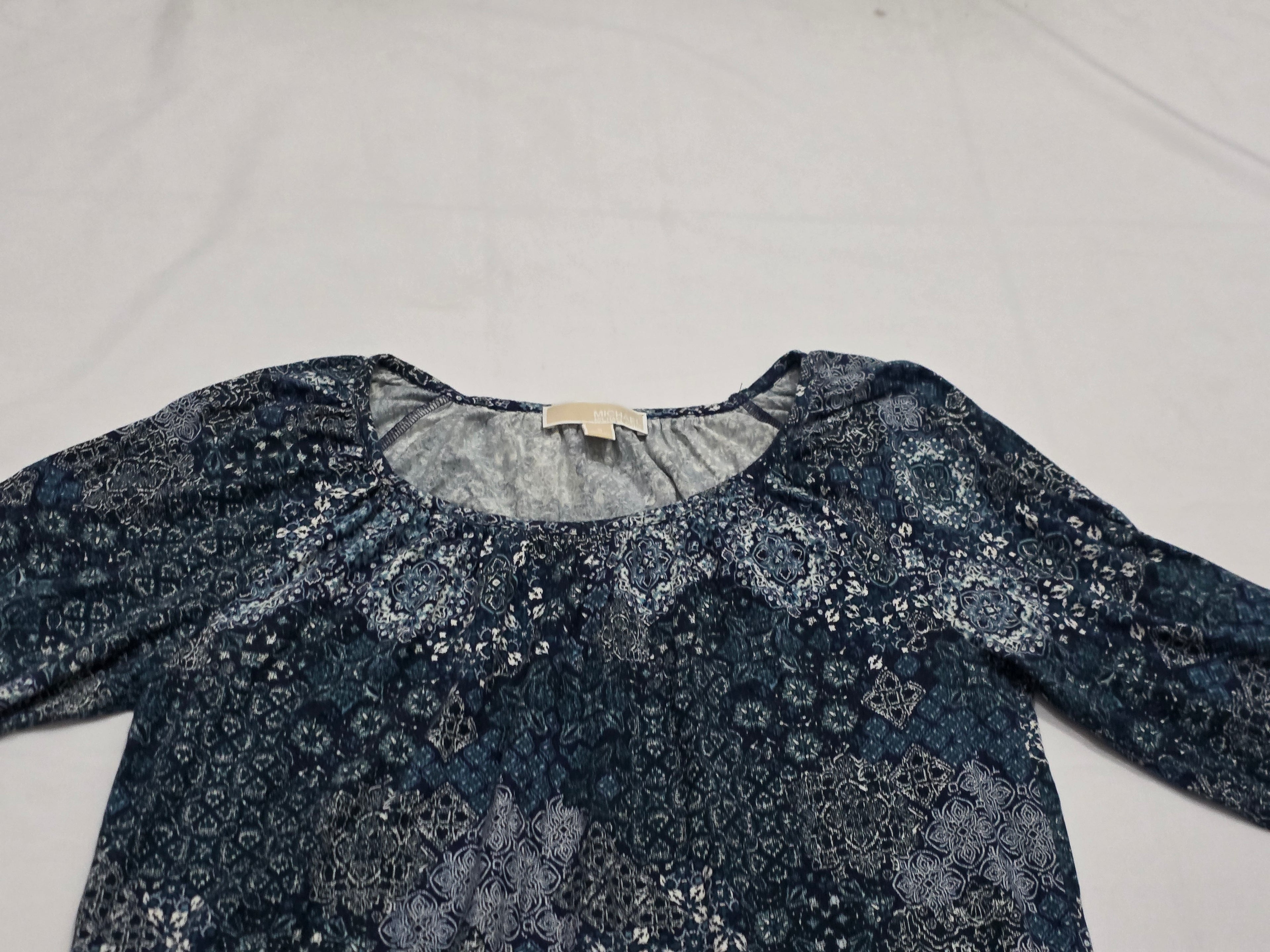 Blusa Michael Kors Mujer Chica Manga 3/4 Azul Con Figuras