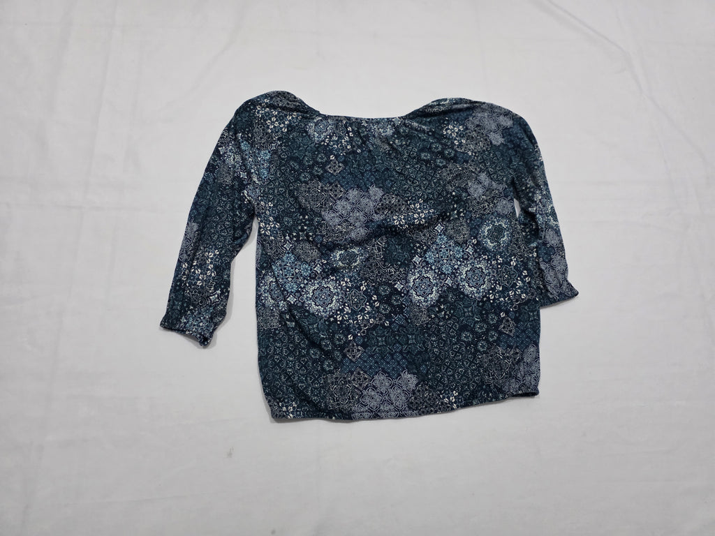 Blusa Michael Kors Mujer Chica Manga 3/4 Azul Con Figuras