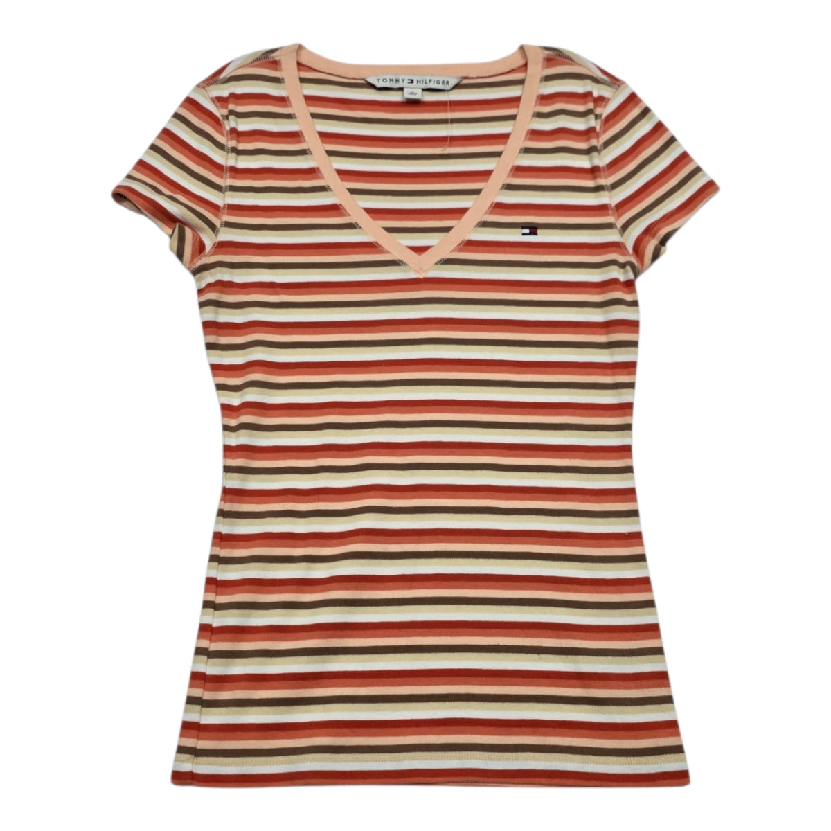 Playera Tommy Hilfiger De Mujer Talla Mediana Naranja/cafe