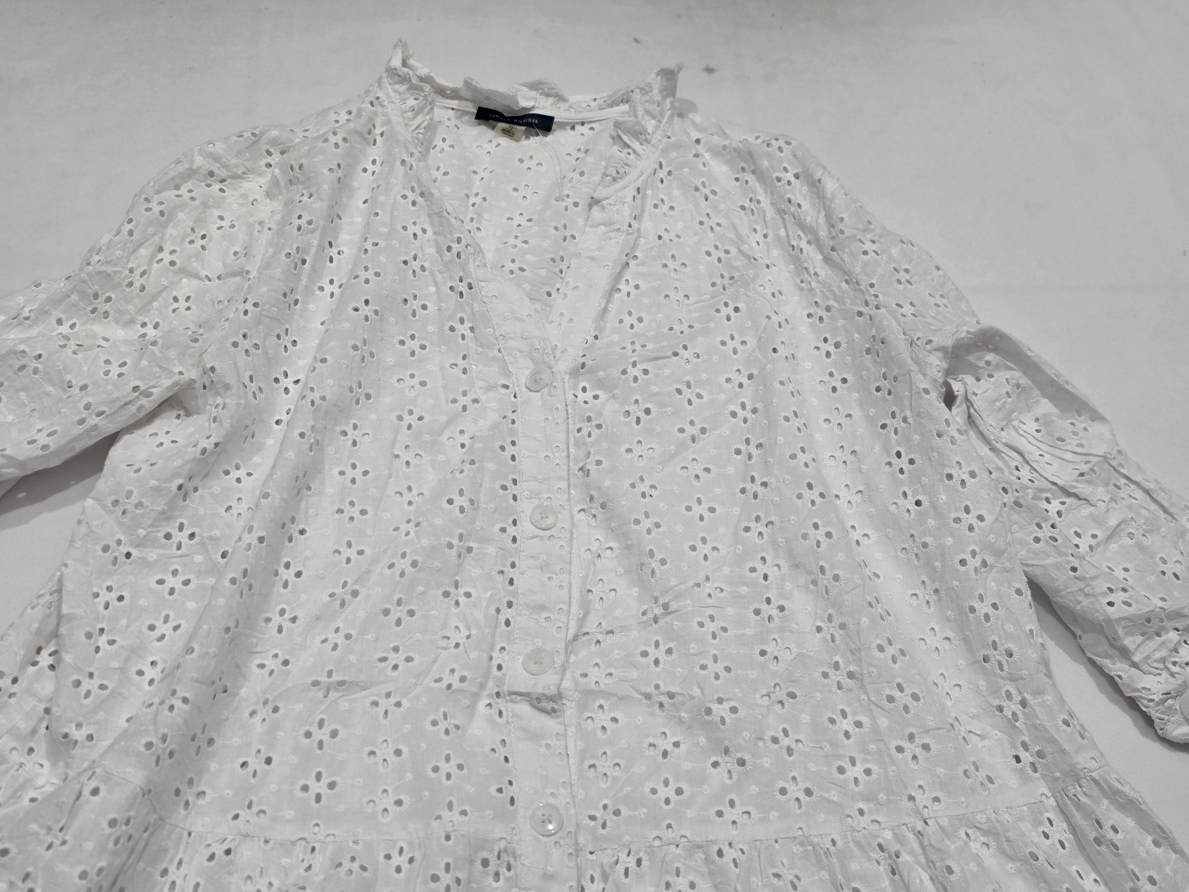 Vestido Camisero Tommy Hilfiger Encaje Blanco Tall 12 Mujer