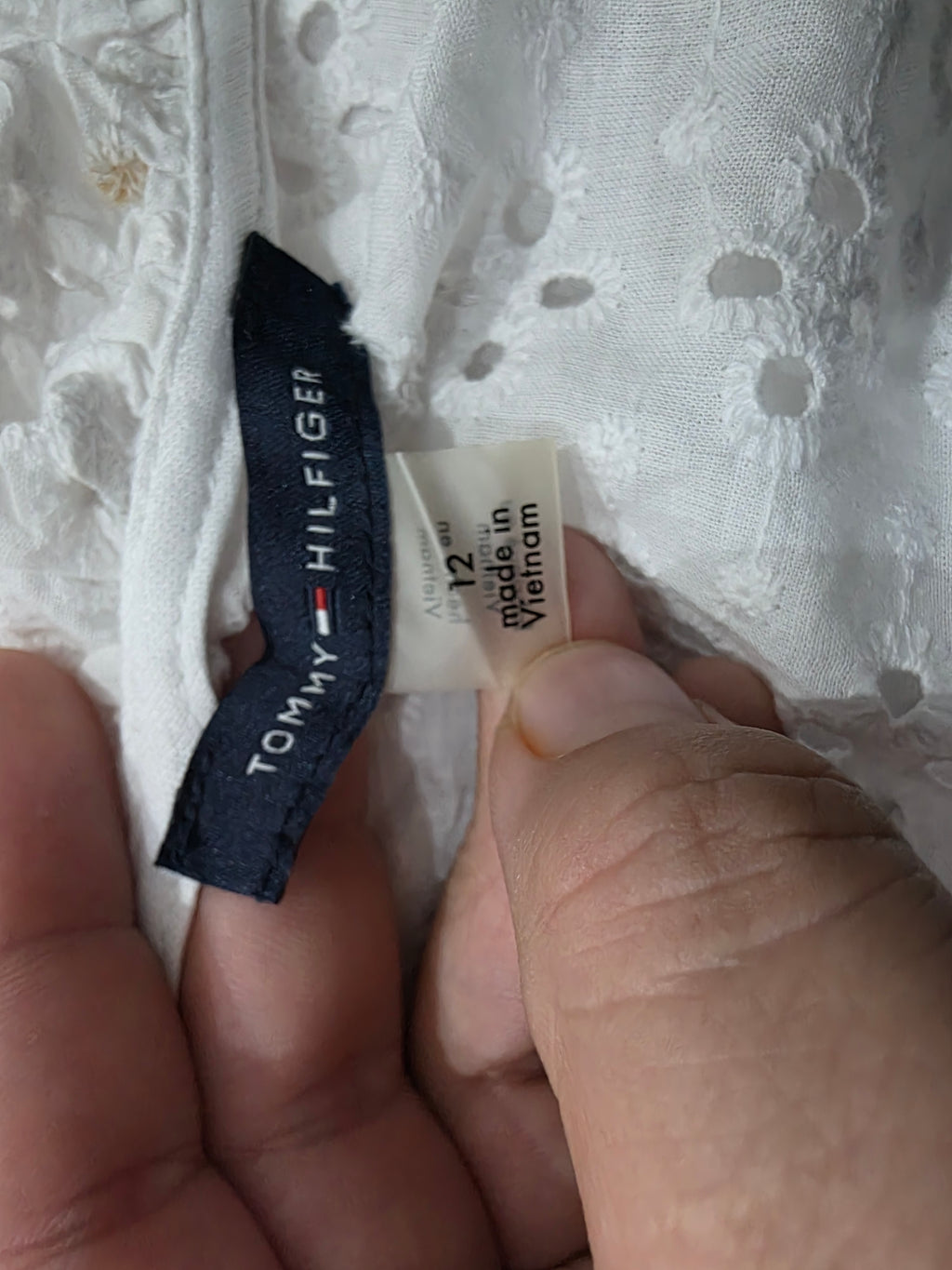 Vestido Camisero Tommy Hilfiger Encaje Blanco Tall 12 Mujer