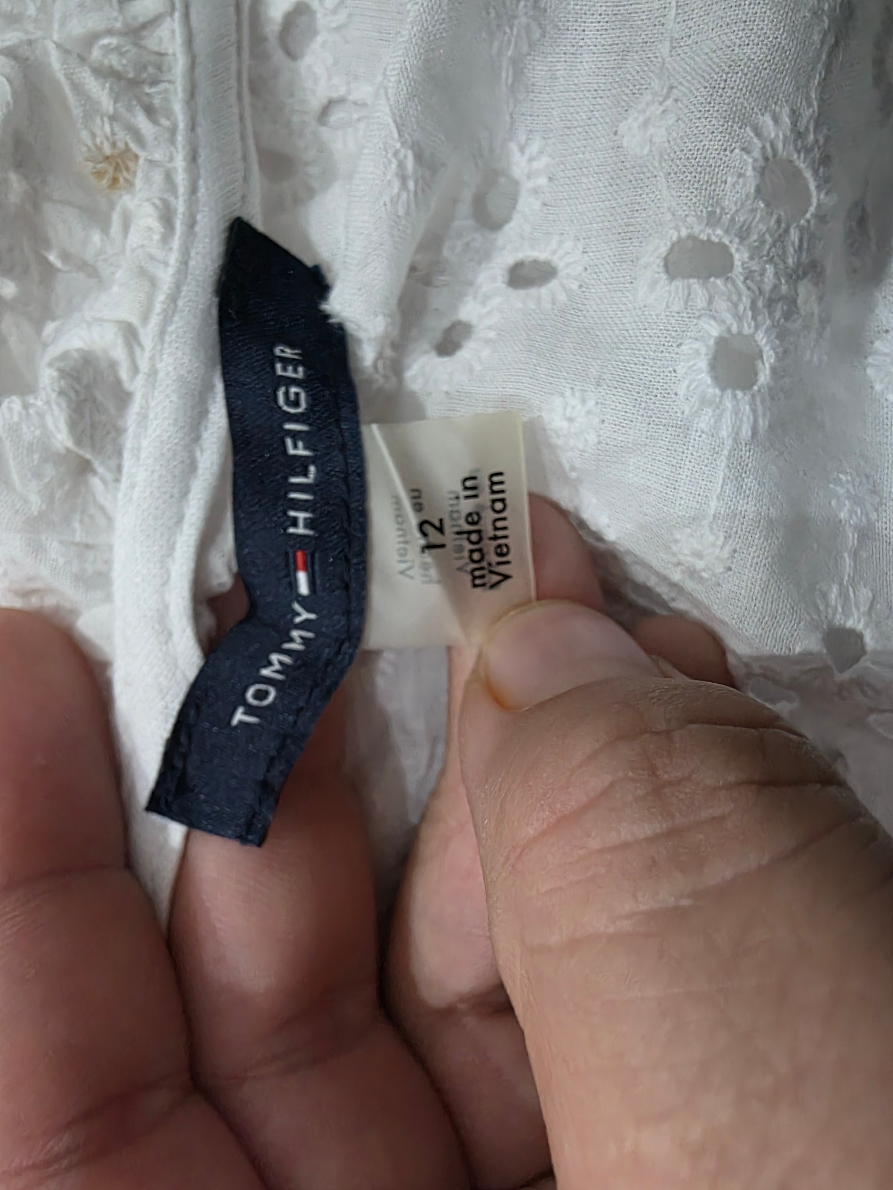 Vestido Camisero Tommy Hilfiger Encaje Blanco Tall 12 Mujer
