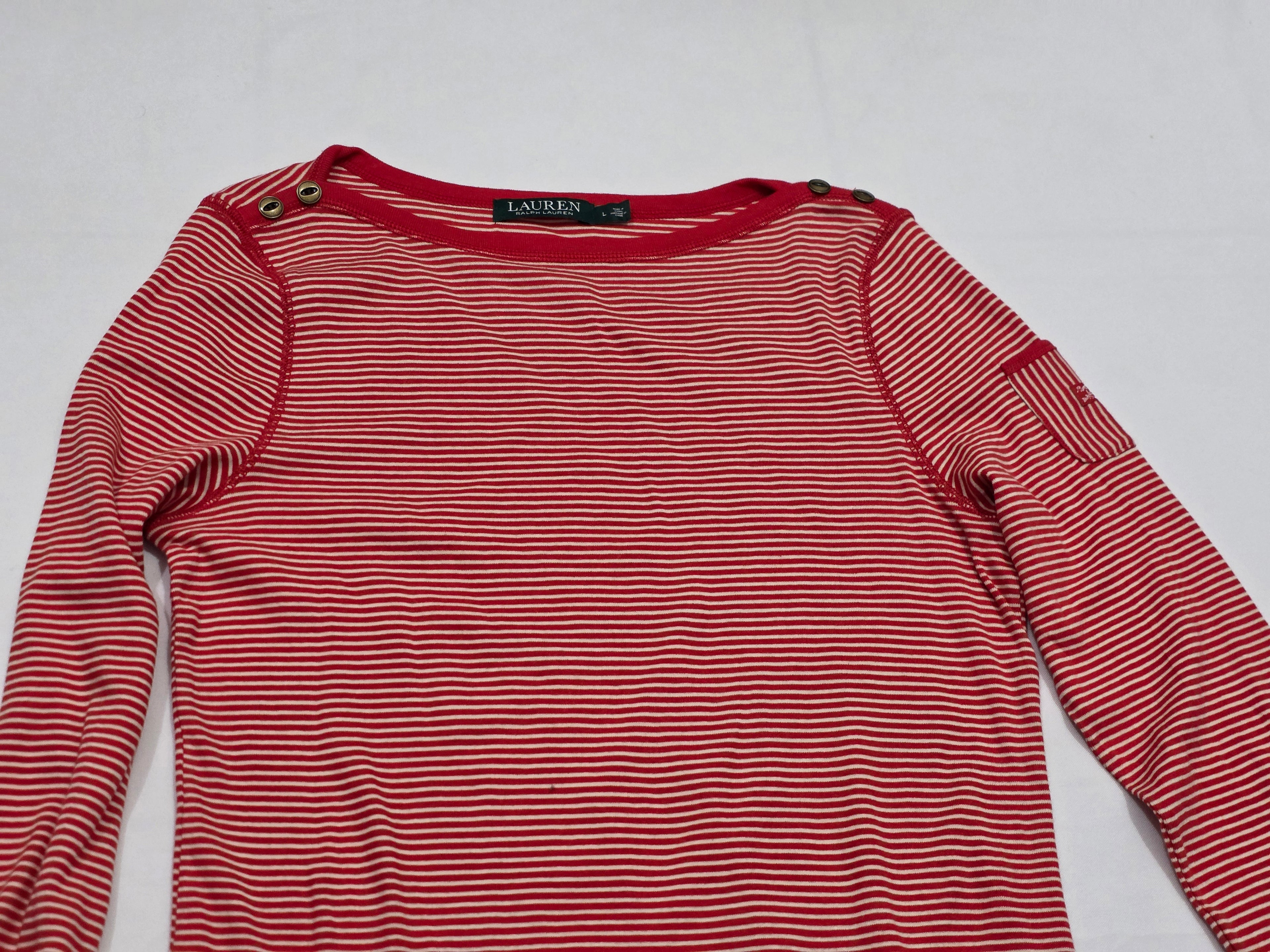 Playera Ralph Lauren De Mujer Talla Grande Rojo/blanco