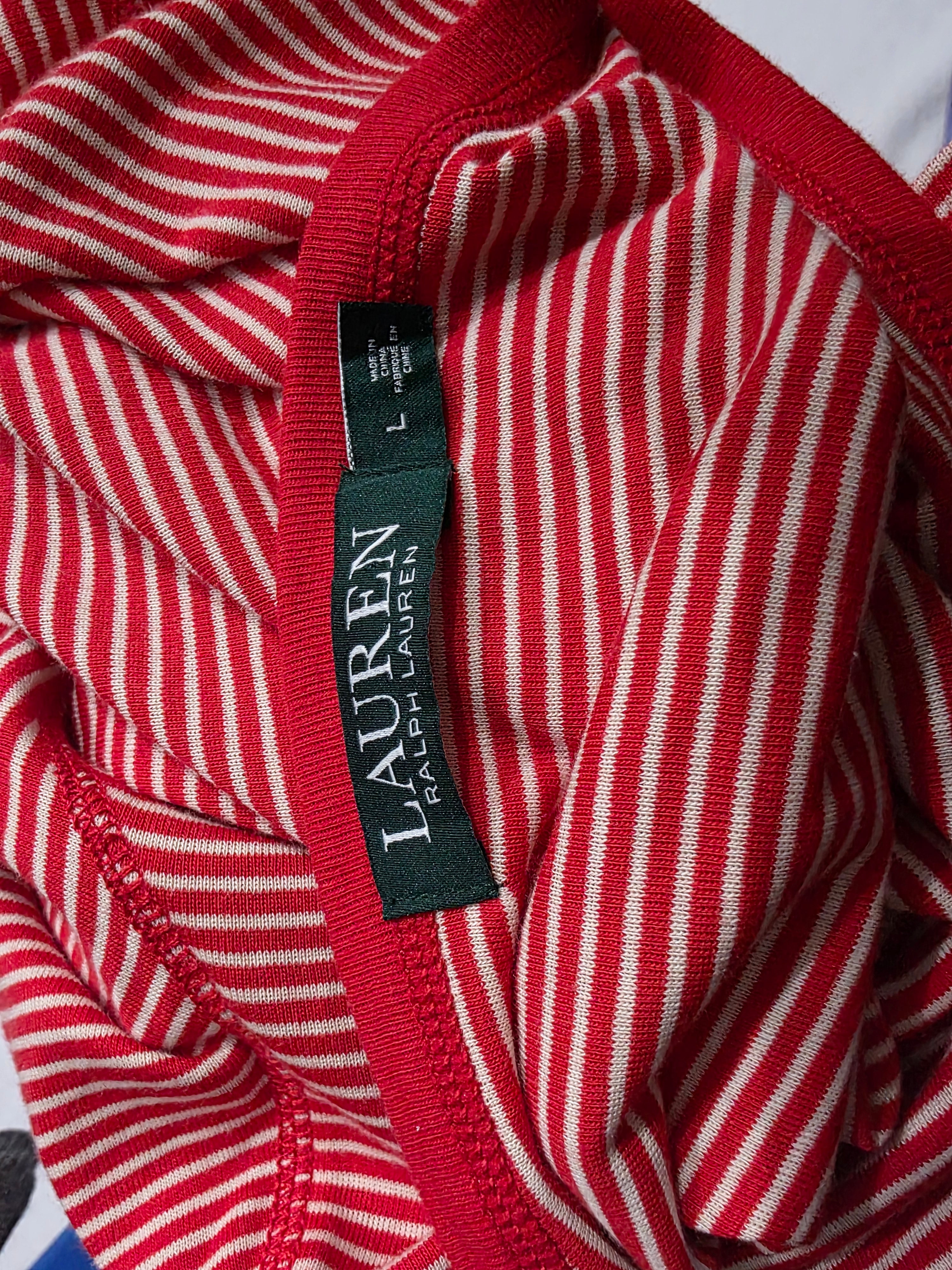 Playera Ralph Lauren De Mujer Talla Grande Rojo/blanco