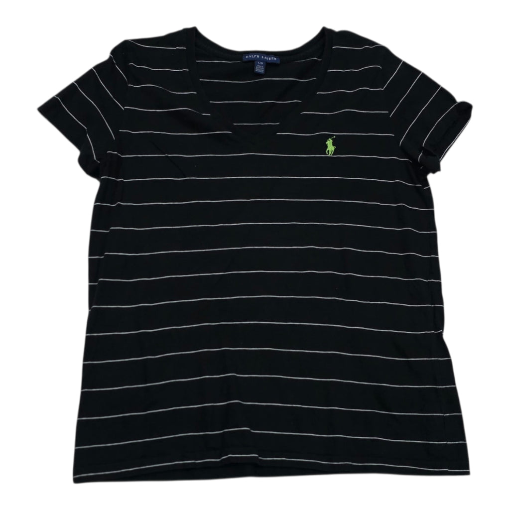 Playera Ralph Lauren Mujer Grande Negra Lineas Poni Verde