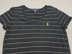 Playera Ralph Lauren Mujer Grande Negra Lineas Poni Verde