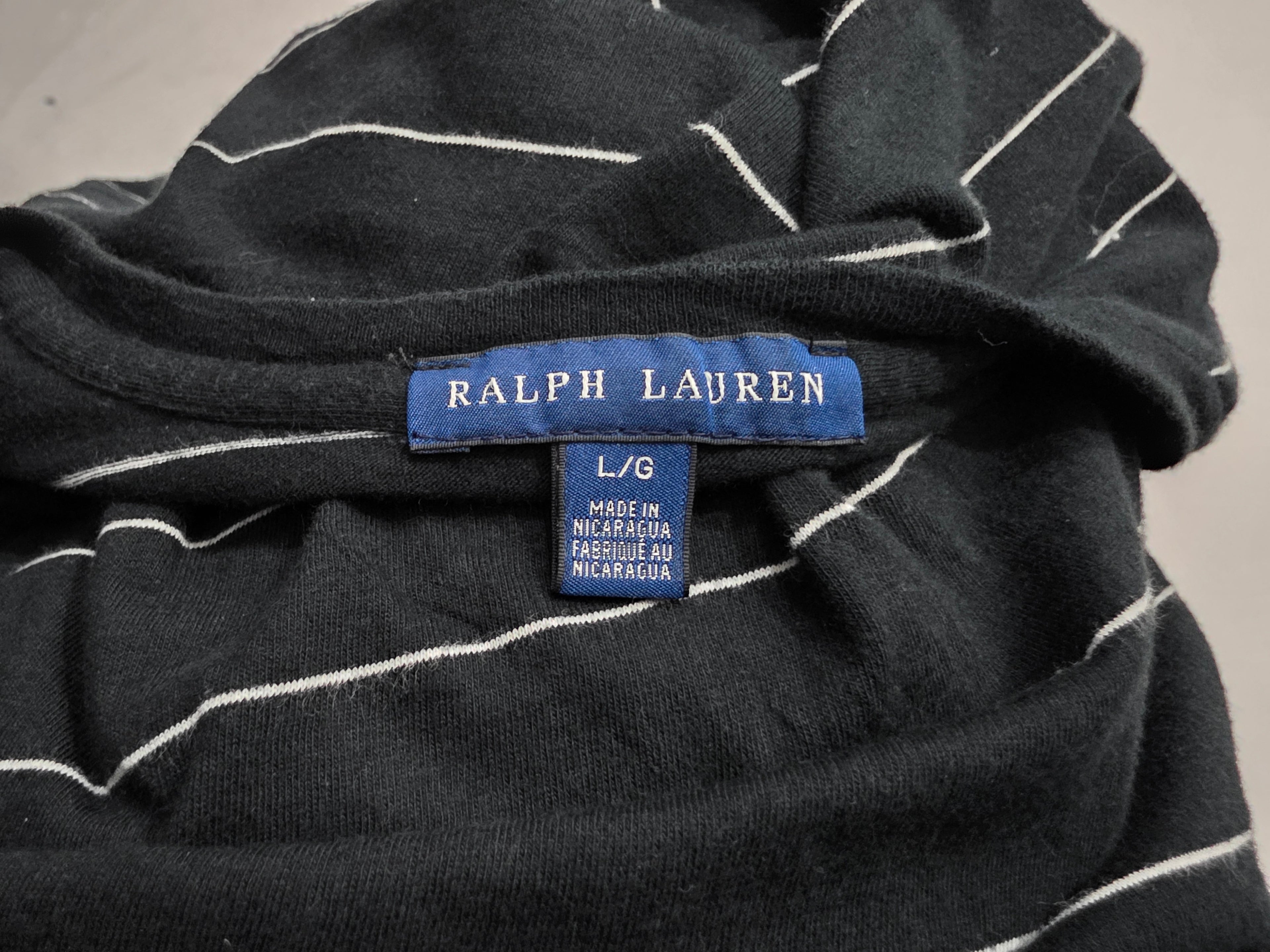 Playera Ralph Lauren Mujer Grande Negra Lineas Poni Verde