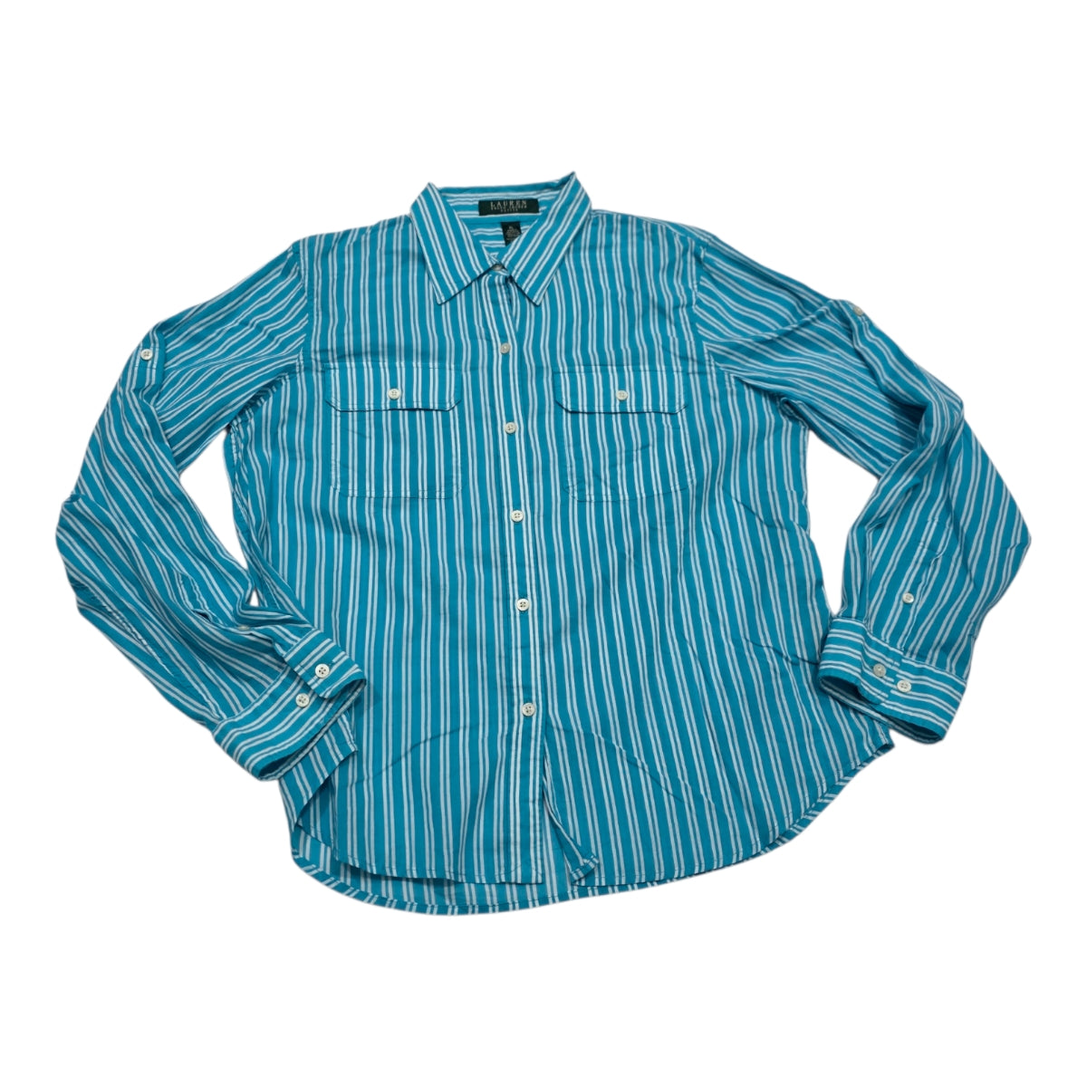 Camisa Ralph Lauren De Mujer Talla Grande Petite Azul Rayada
