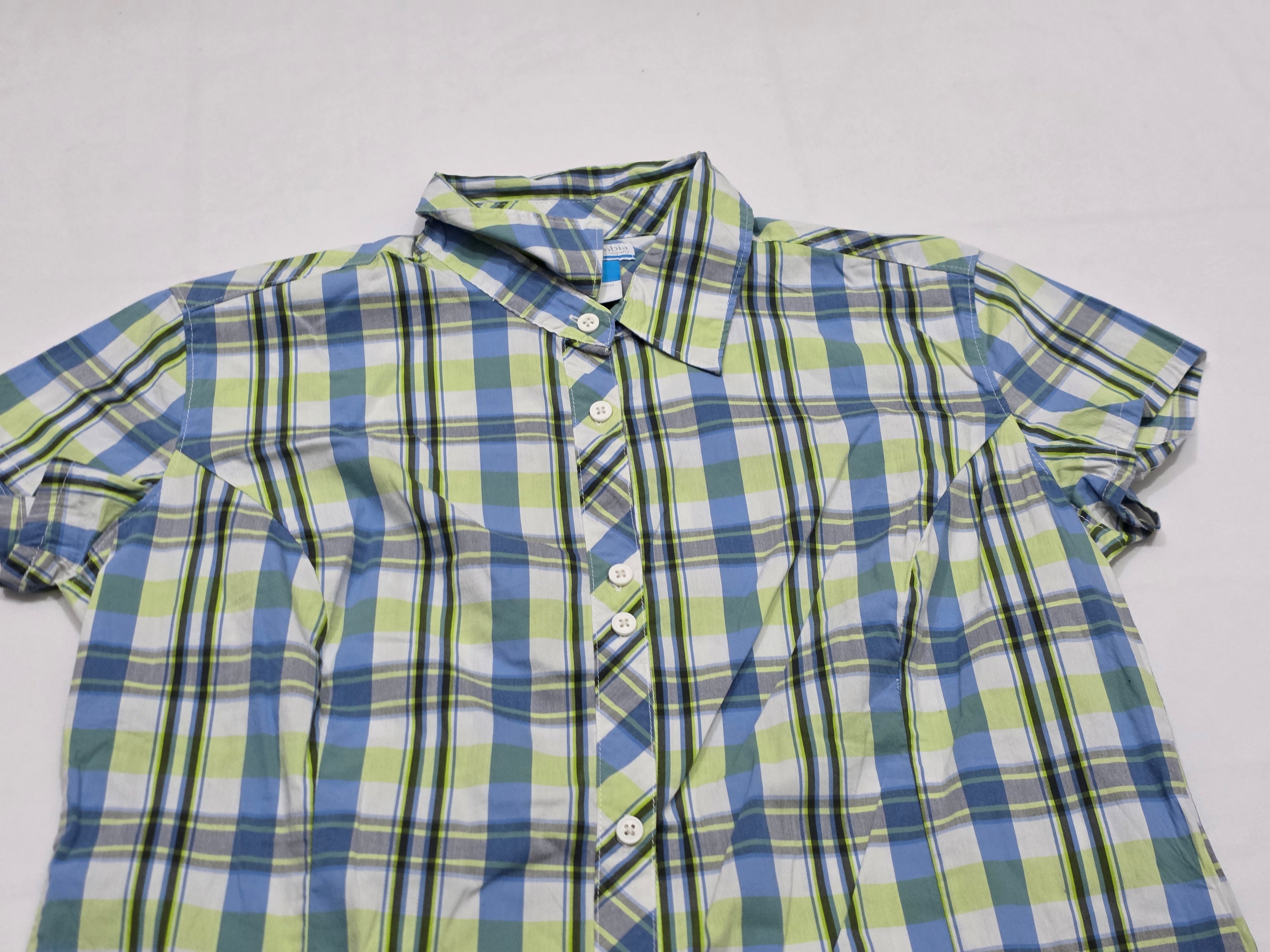 Camisa Columbia De Mujer Talla Grande Azul/verde A Cuadros