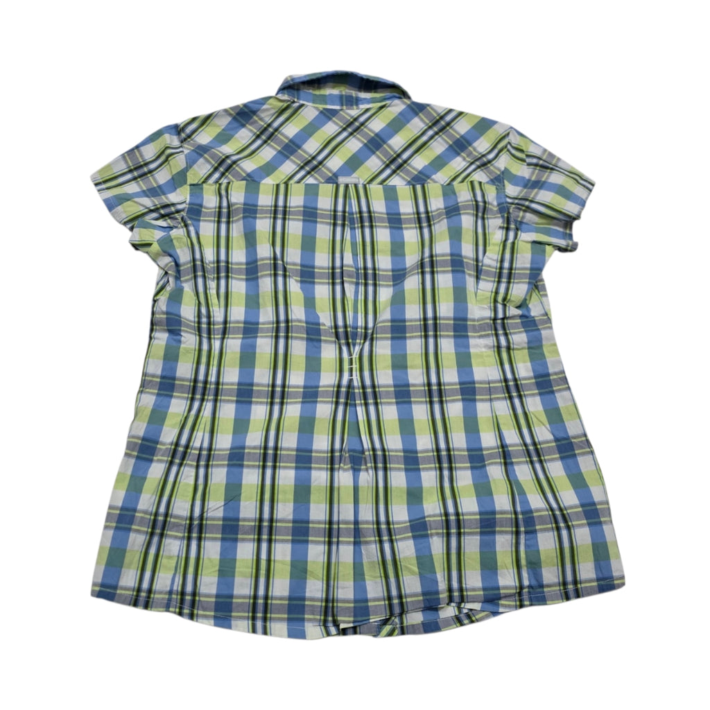 Camisa Columbia De Mujer Talla Grande Azul/verde A Cuadros