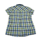 Camisa Columbia De Mujer Talla Grande Azul/verde A Cuadros
