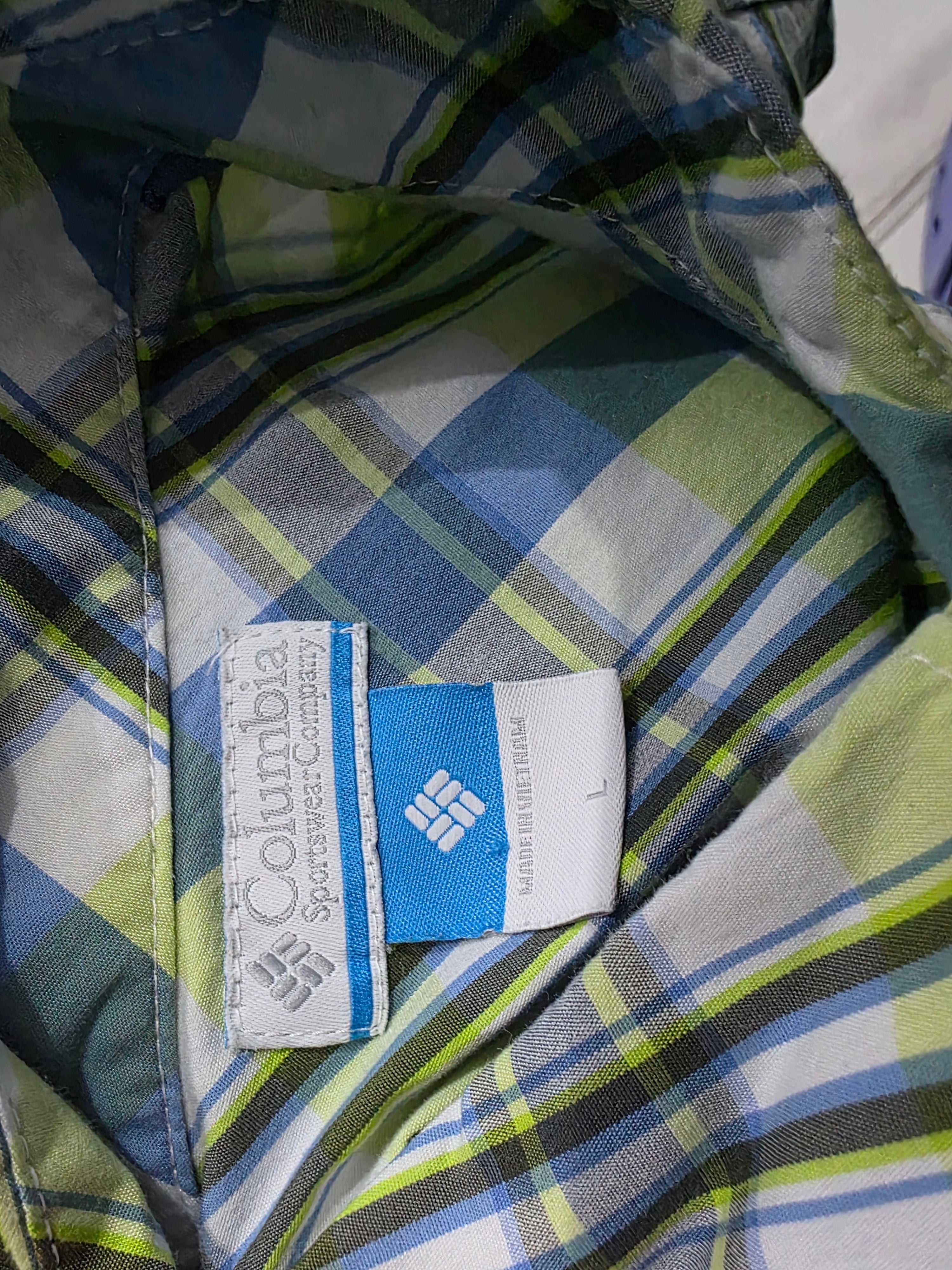 Camisa Columbia De Mujer Talla Grande Azul/verde A Cuadros