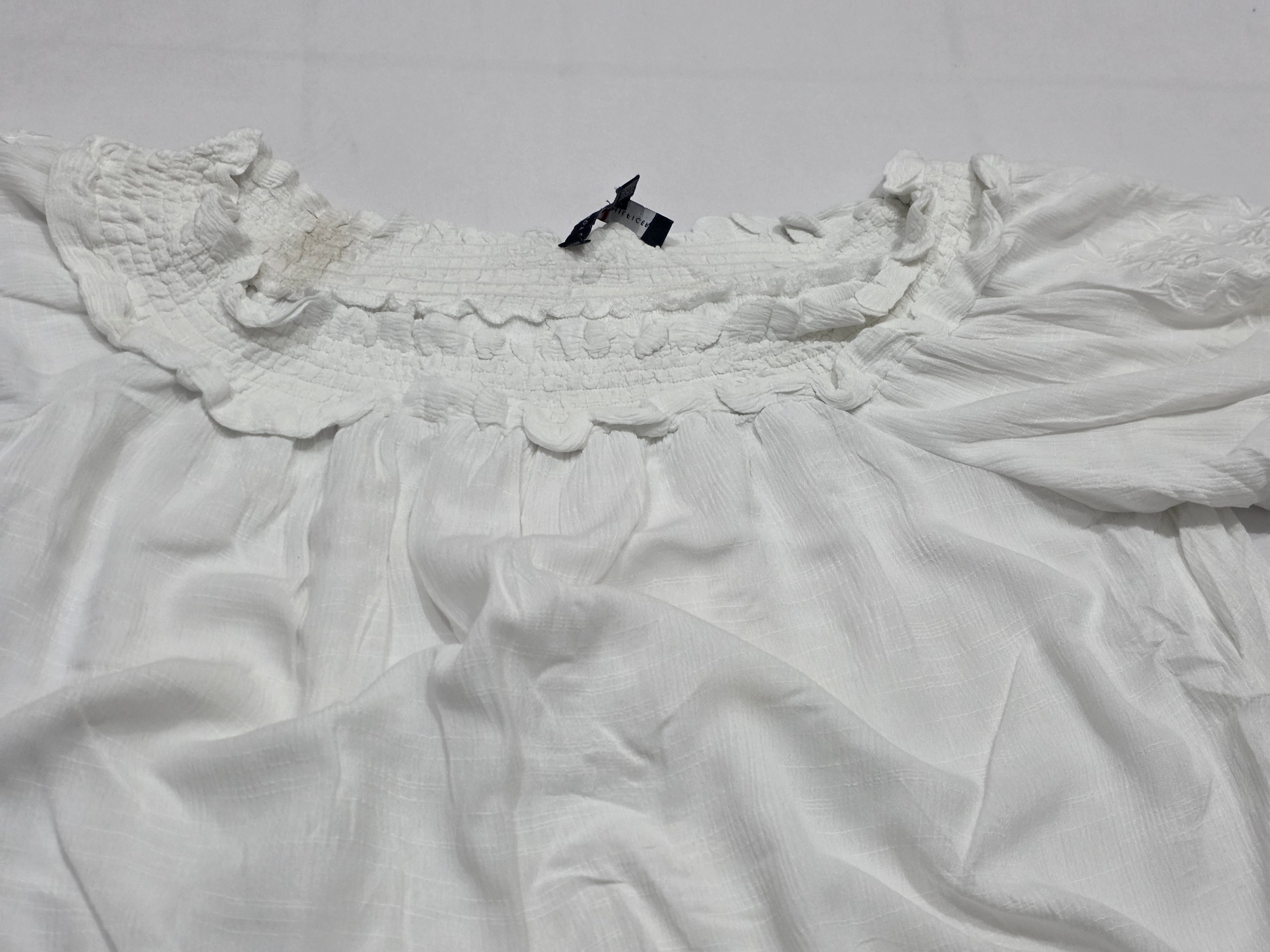 Blusa Tommy Hilfiger De Mujer Talla Xxl Blanca Campesina