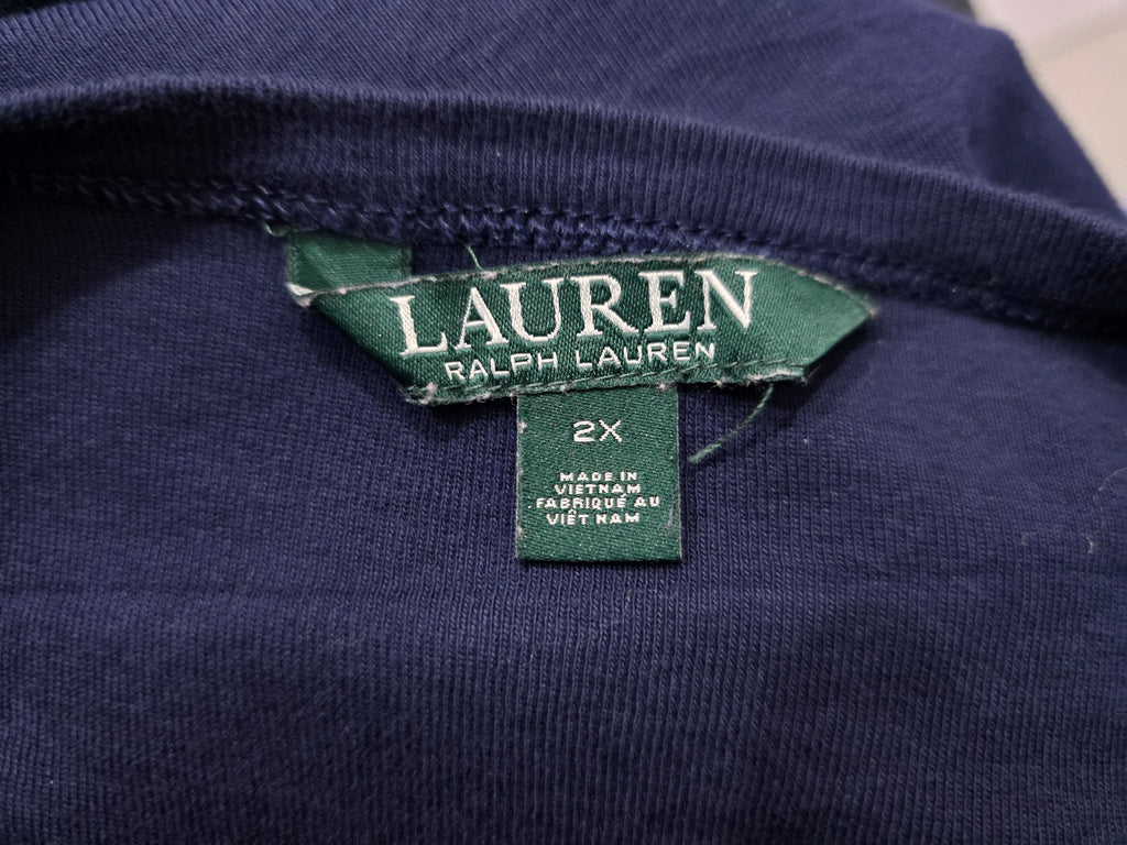 Playera Ralph Lauren Mujer Talla 2x Azul Marino Manga 3/4