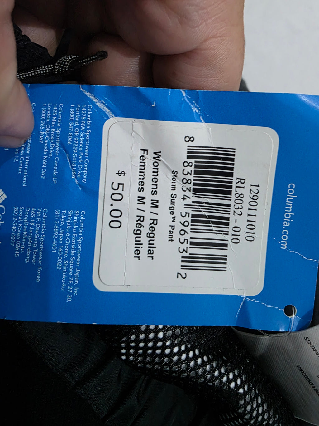 Pantalon Impermeable Columbia Mujer Mediana Regular Negro