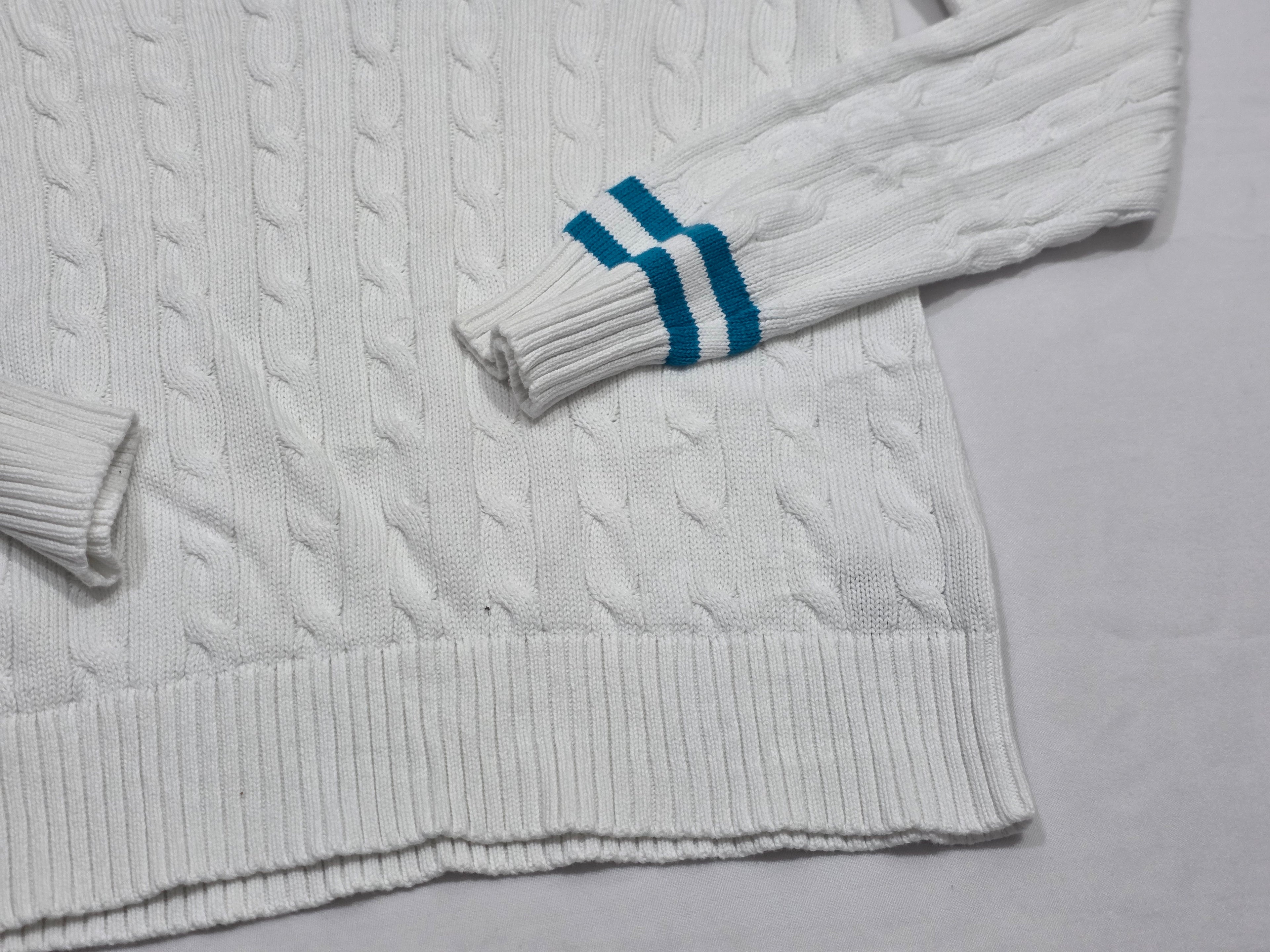 Sueter Ralph Lauren Active De Mujer Mediana Blanca Con Azul