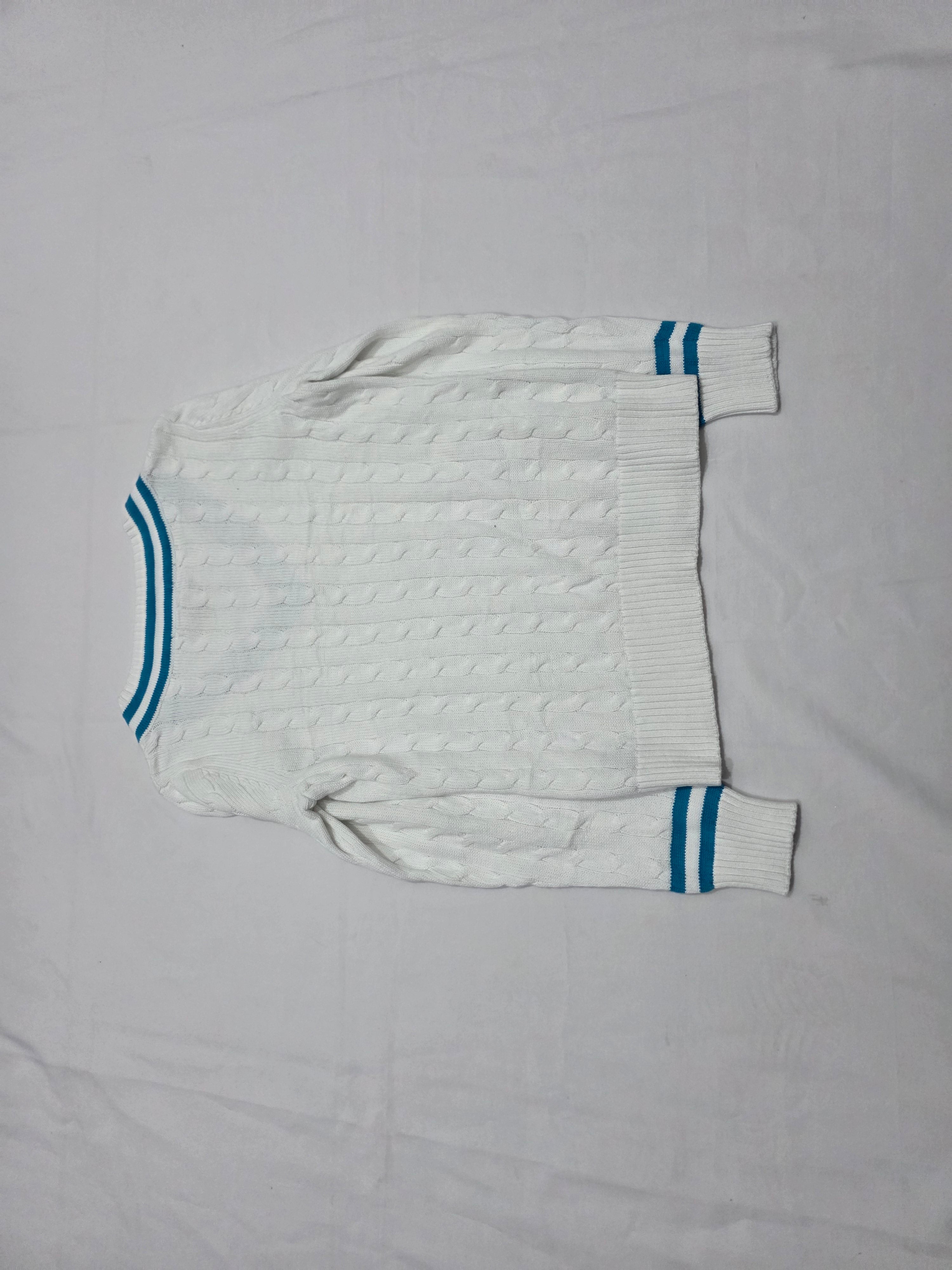 Sueter Ralph Lauren Active De Mujer Mediana Blanca Con Azul