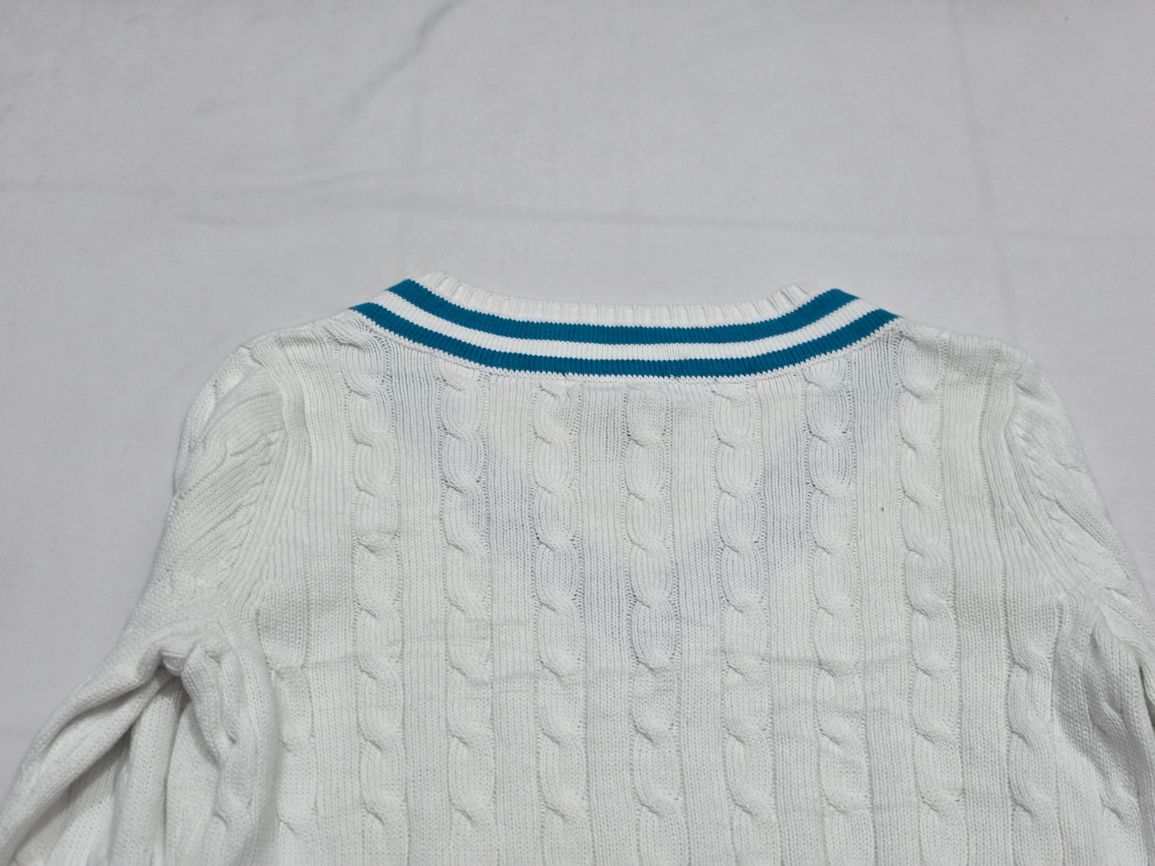 Sueter Ralph Lauren Active De Mujer Mediana Blanca Con Azul