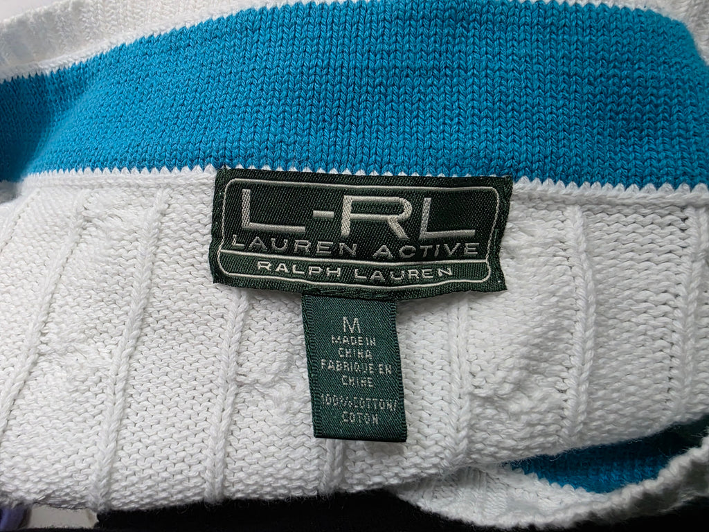 Sueter Ralph Lauren Active De Mujer Mediana Blanca Con Azul